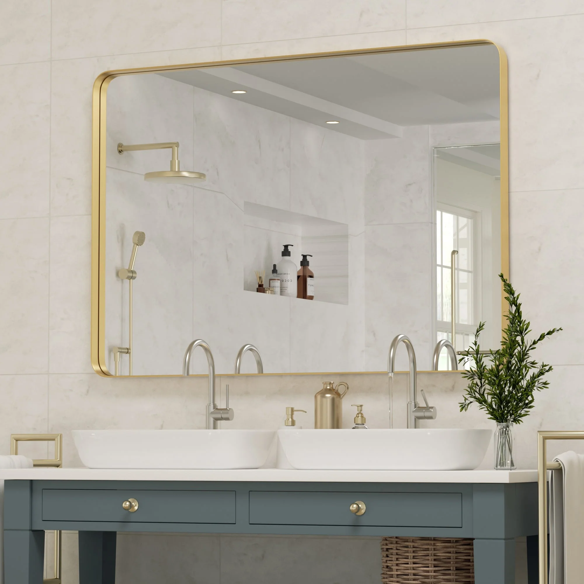 Wall Mirror Vanity Mirror, Bathroom Mirror with Rounded Corners, 1 Piece - Image 30