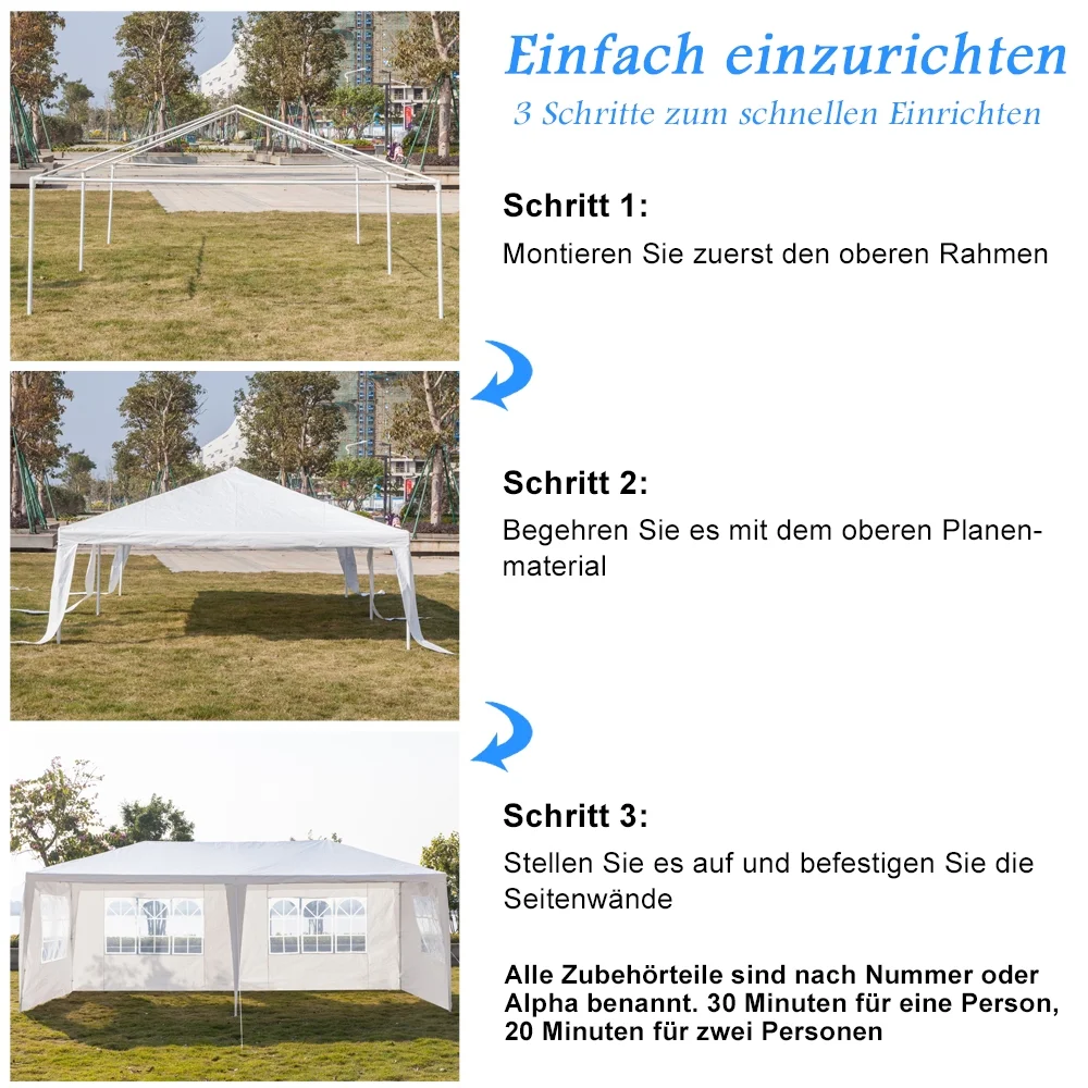 10'X20' Outdoor Party Tent with 4 Removable Sidewalls, Waterproof Canopy Patio Wedding Gazebo, White - Image 11