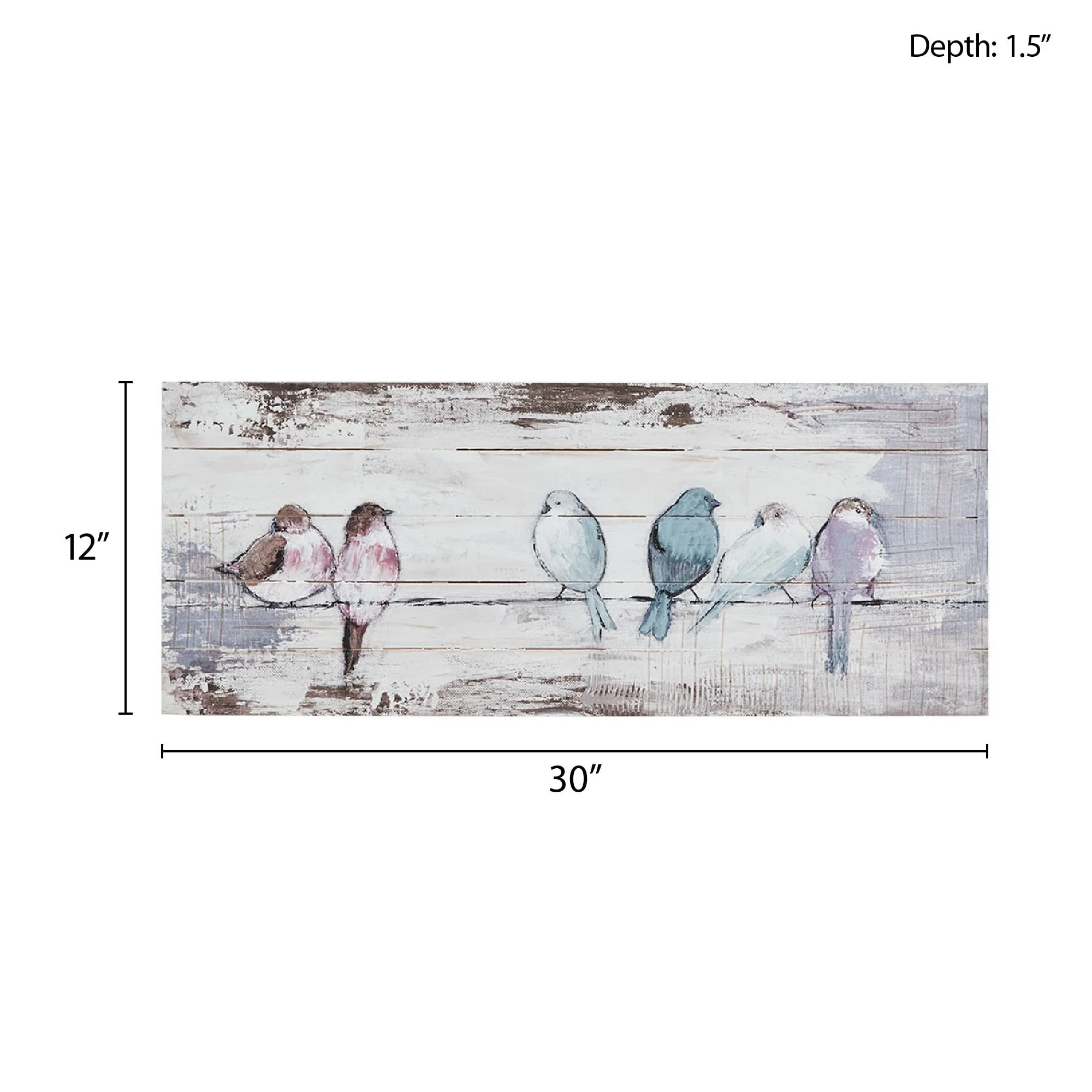 Hand Painted Perched Birds Wood Plank Wall Decor, White and Grey Decorative Wall Art - Image 6