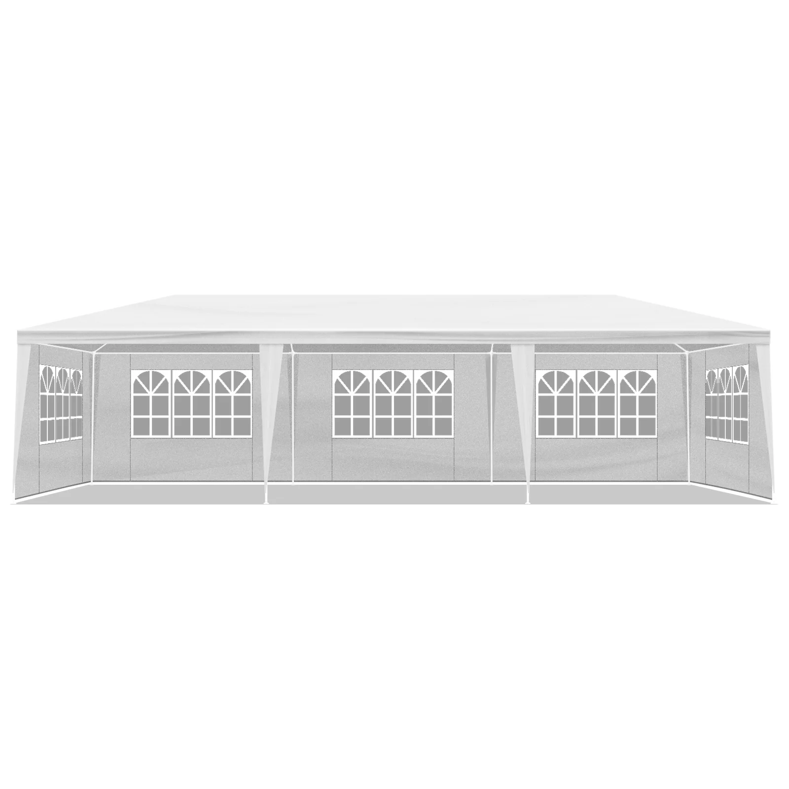 10'x30' White Outdoor Party Tent Gazebo - Waterproof PE Canopy with 8 Removable Sidewalls & Windows, Heavy Duty Iron Frame for Weddings, Events, Patios & Backyards - Image 2