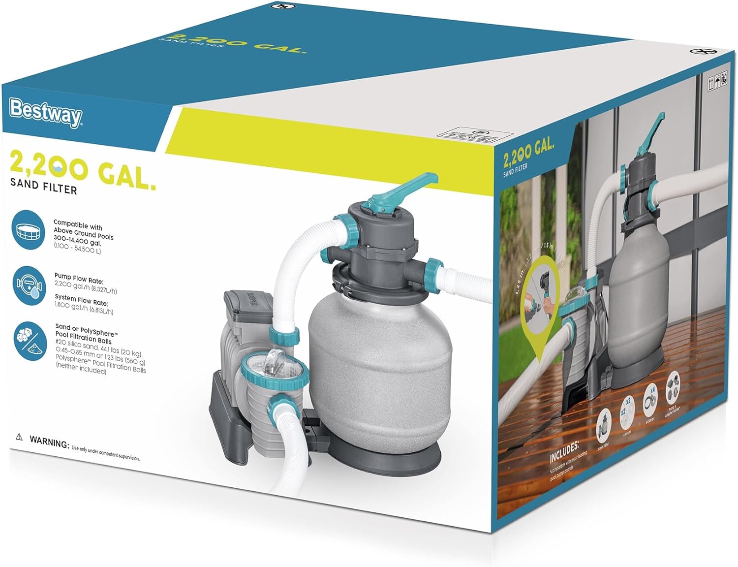 2,200 GPH Sand Filter Pump for Above Ground Pools, High Flow Swimming Pool Filtration System - Image 10