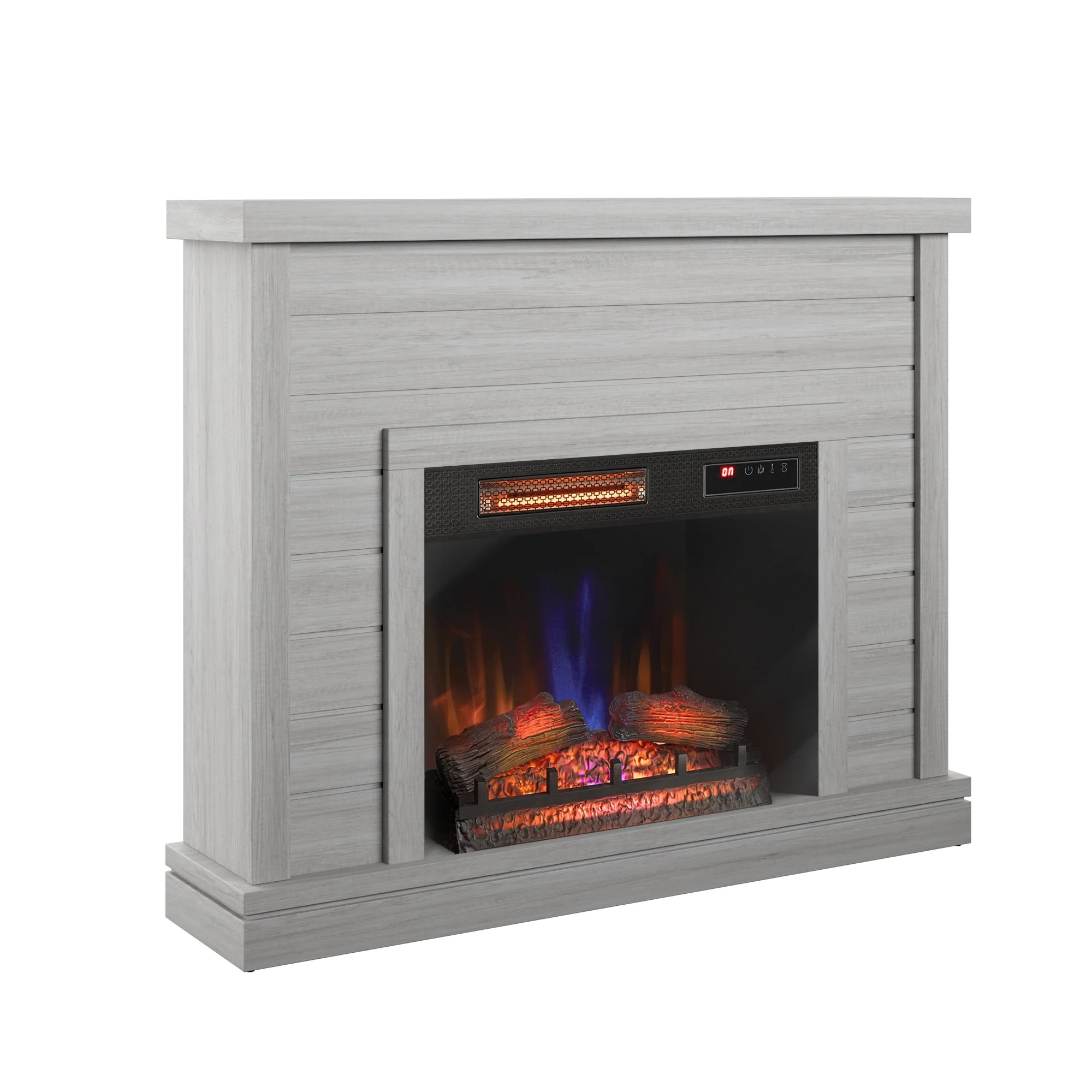52" Shiplap Wall Fireplace Mantel, Modern Electric Fireplace with 3D Flame Effect Insert for Home Decor - Image 2