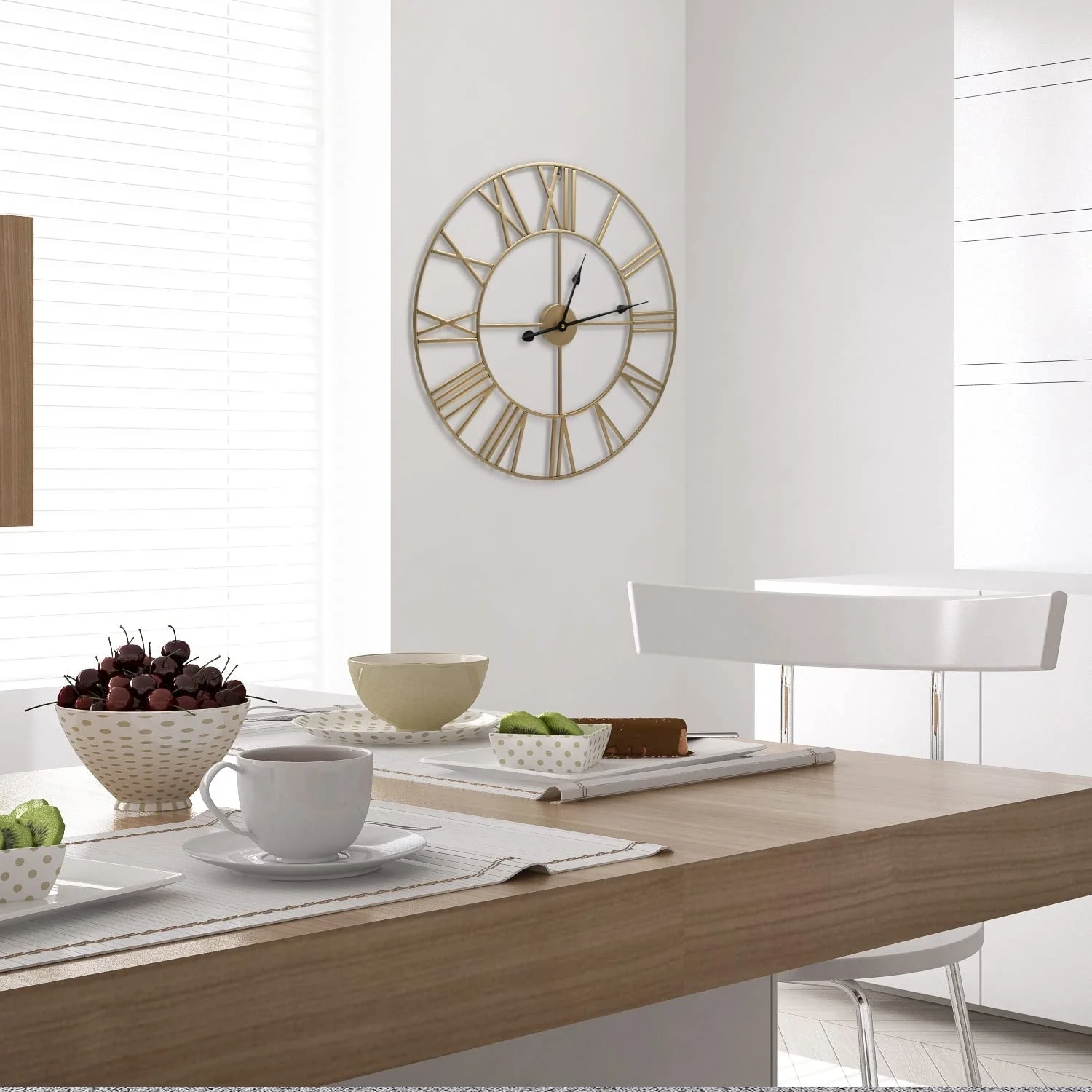 24 Inch Large Round Gold Metal Wall Clock, Decorative Analog Clock for Home - Image 4