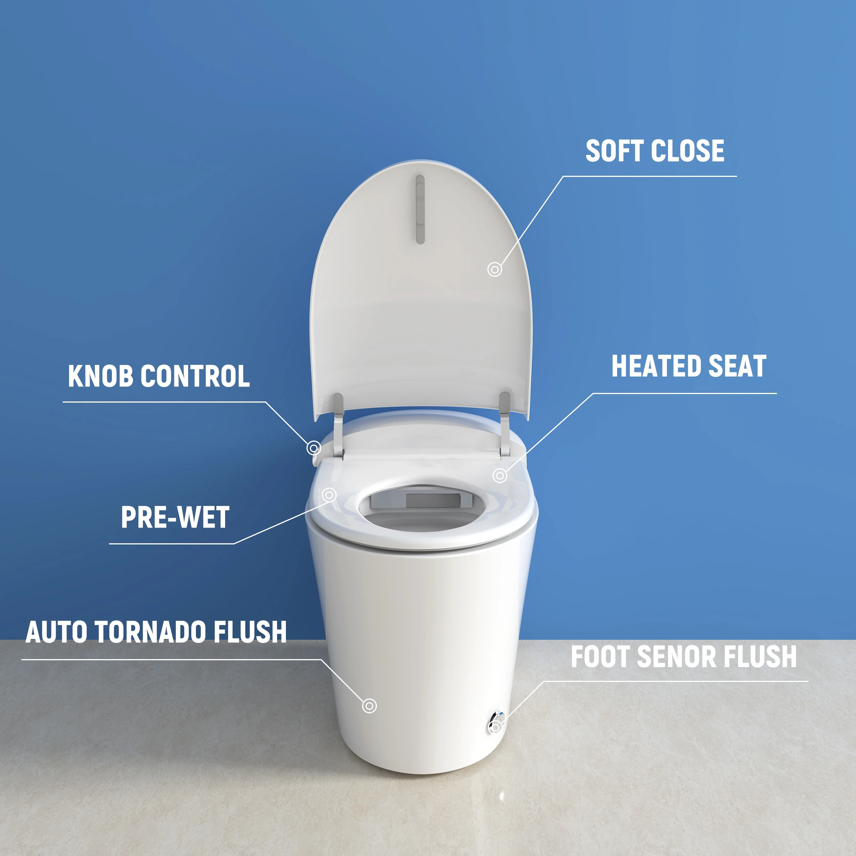 HOROW Tankless Toilet, Modern Smart Toilet without bidet, Self Cleaning One Piece Toilet with Warm Elongated Seat,Heated Toilet HR-T10SD - Image 9