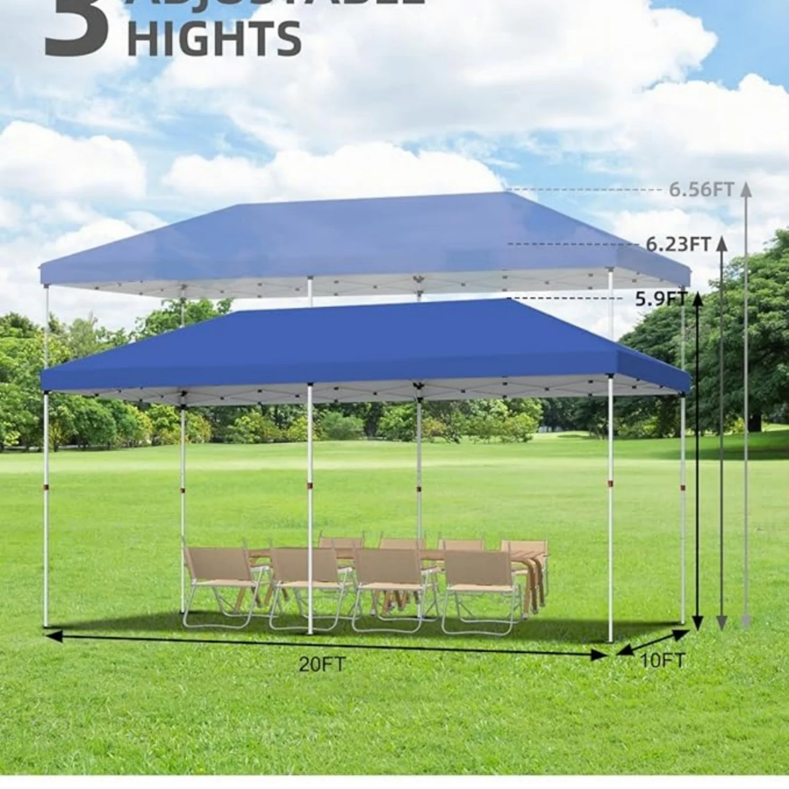 10' x 20' Pop Up Canopy Tent for Outdoor, Portable Instant Commercial Canopy for Patio, Backyard, Garden, Lawn, Outdoor Activities - Image 15