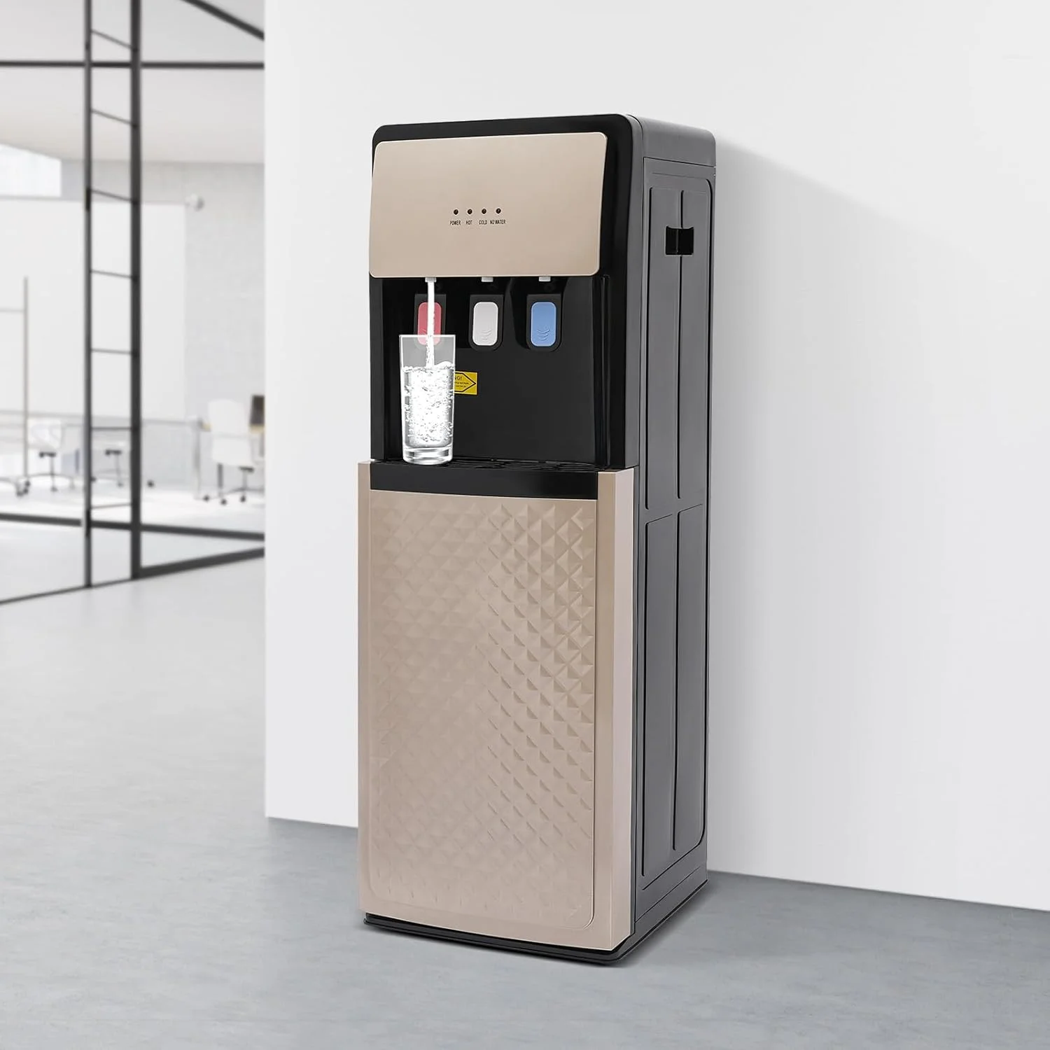 Bottom Loading Water Cooler Dispenser, Storage Cabinet Drinking Fountain Hot & Cold Standing Water Dispenser with Anti-Scalding Design Safety Lock for Home Office (Silver Grey) - Image 14