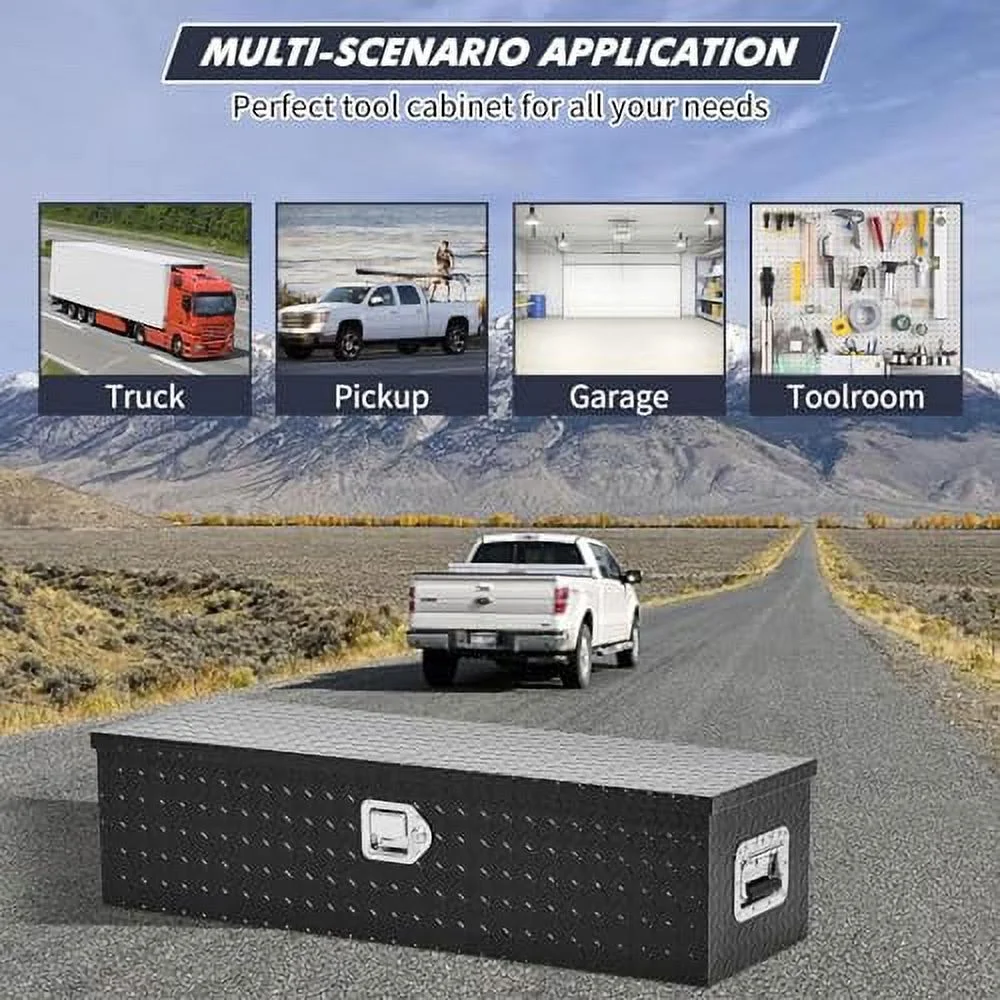 Aluminum Diamond Plate Tool Box 13x13x30 Inch, Heavy Duty Truck Toolbox with Sliding Shelf, Waterproof Truck Storage Organizer Chest for Pick Up Truck RV Trailer with Lock & Keys - Image 6