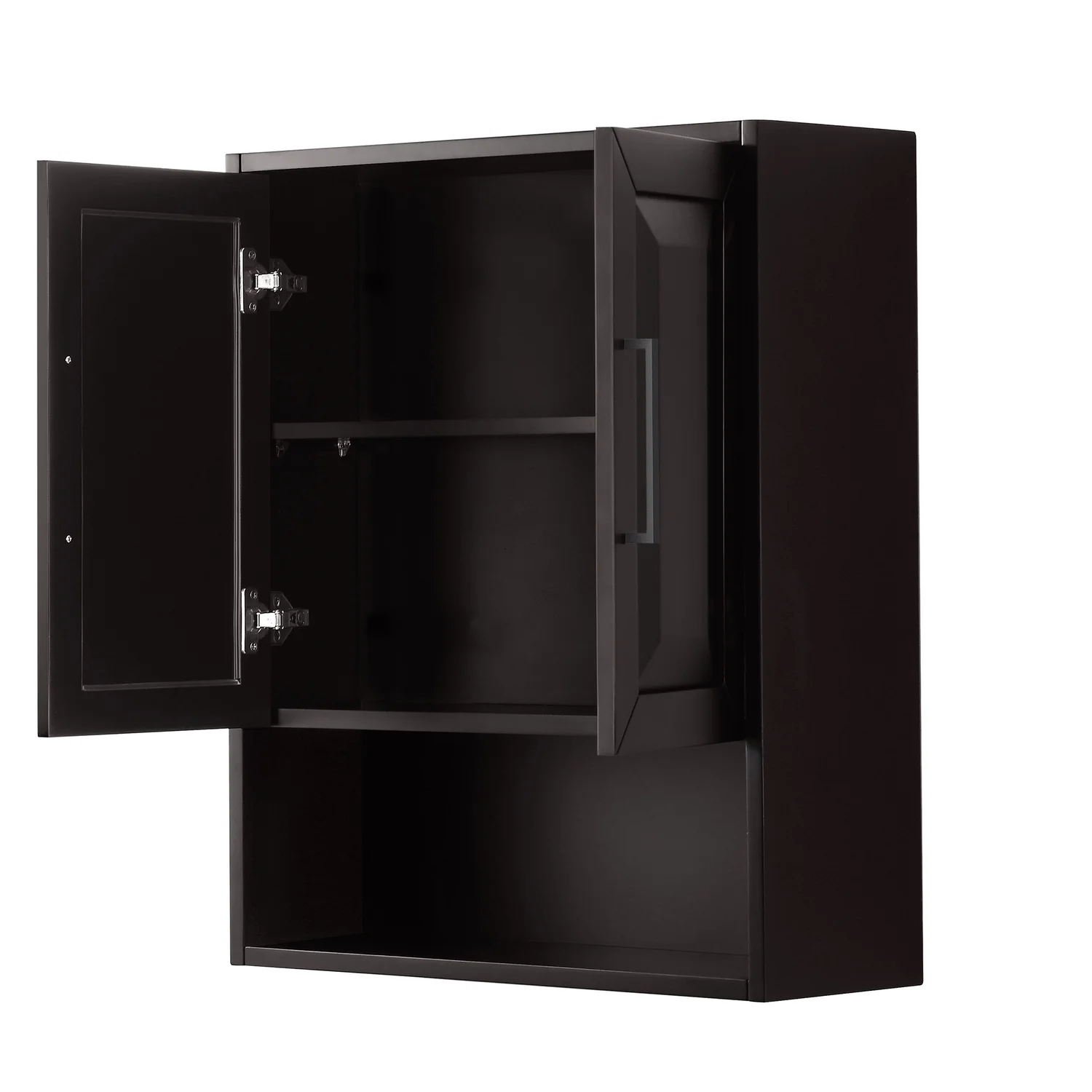 Wyndham Collection Daria Over-the-Toilet Bathroom Wall-Mounted Storage Cabinet in Dark Espresso with Matte Black Trim - Image 2