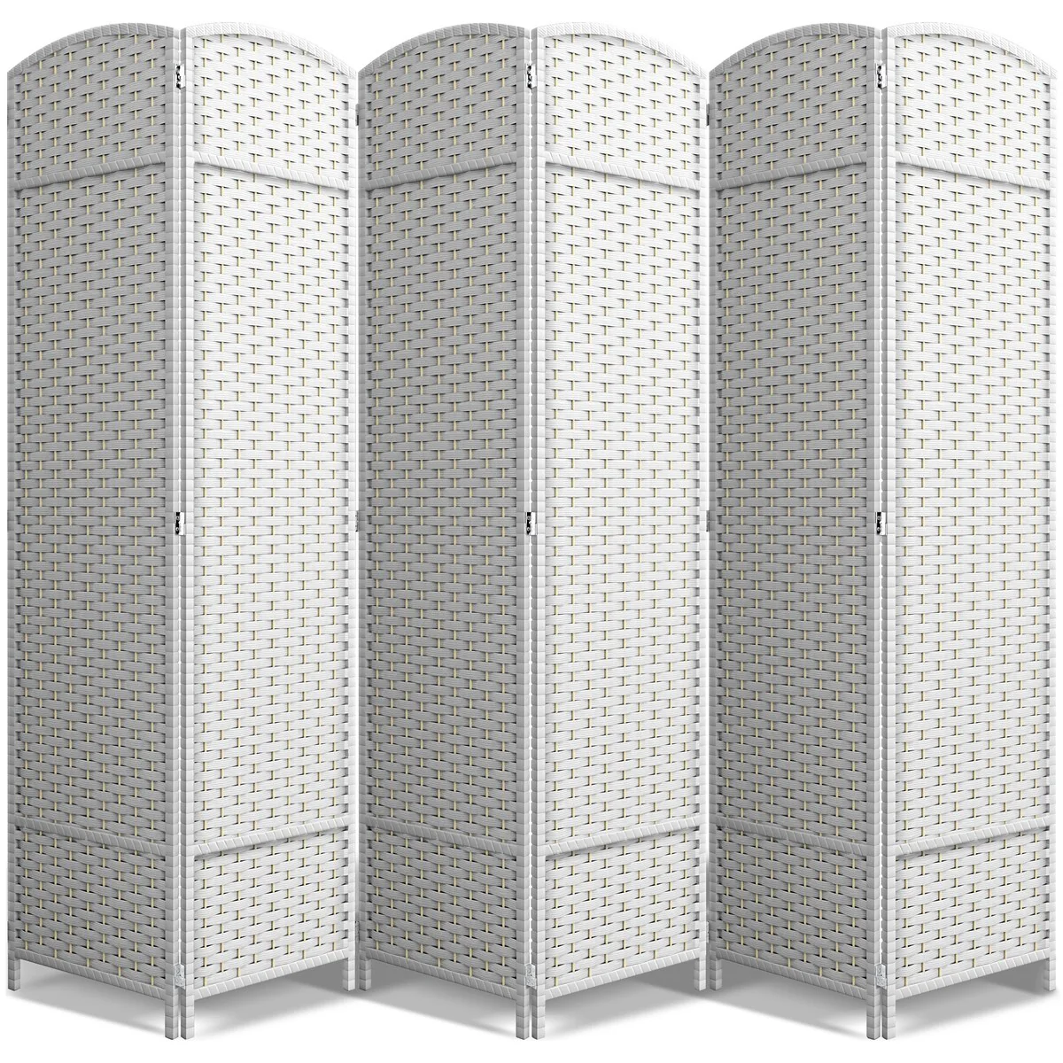 6 Panel Room Divider, 6ft Tall Extra Wide Folding Privacy Screen with Hand-Woven Mesh Panels - Image 6