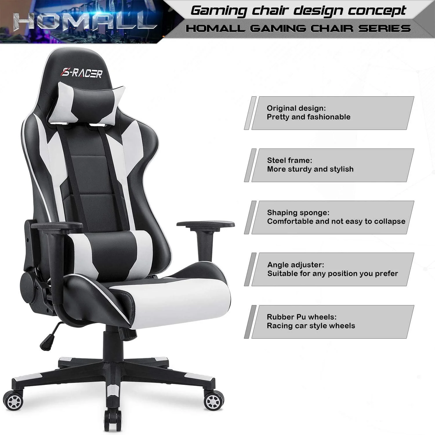 Ergonomic Leather Gaming Chair, High Back Computer Desk and Office Chair for Gaming, Home Office and Work - Image 4
