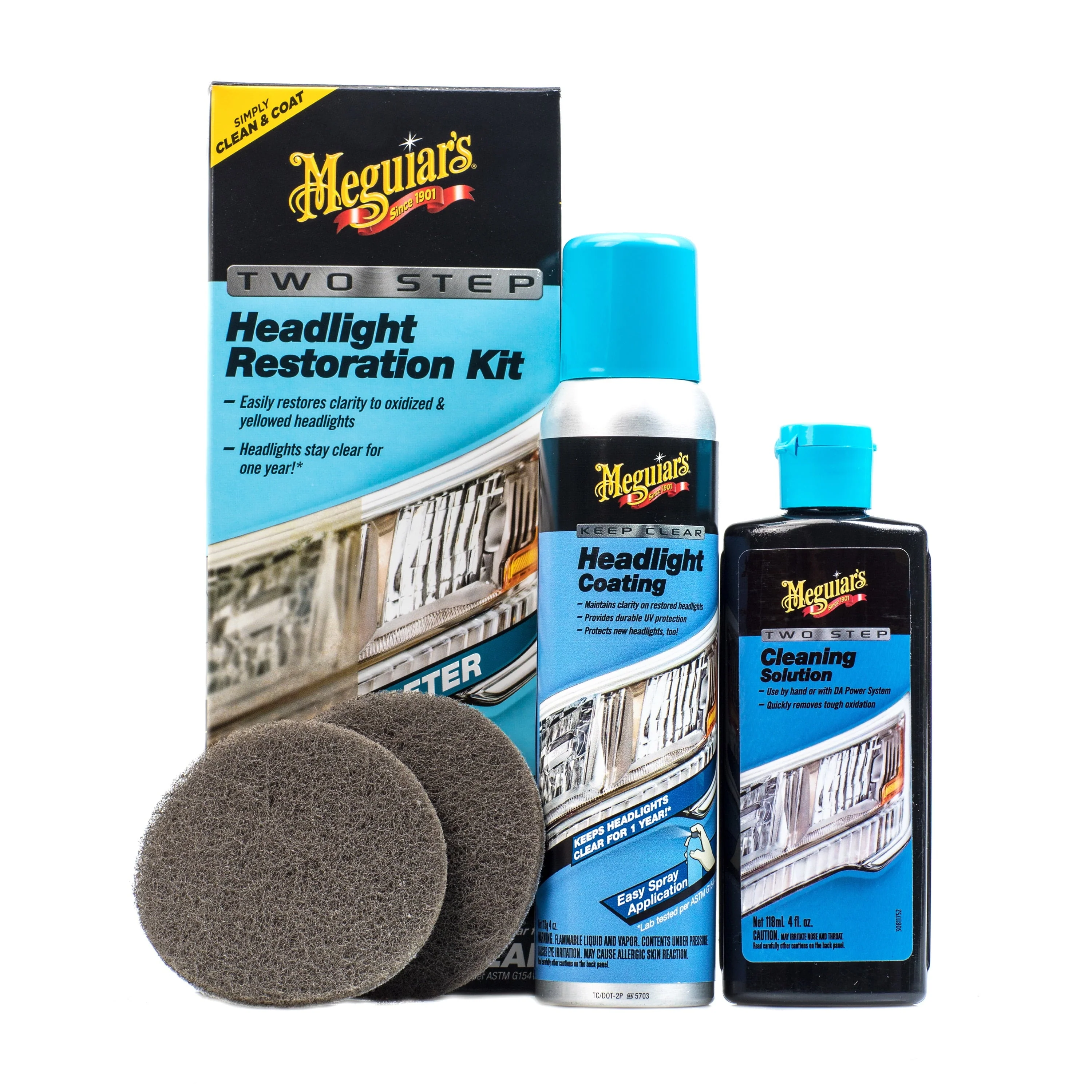 Meguiar's Two Step Headlight Restoration Kit, Clear -?Cleaning Solution, 4 Count (1 Pack) - Image 2