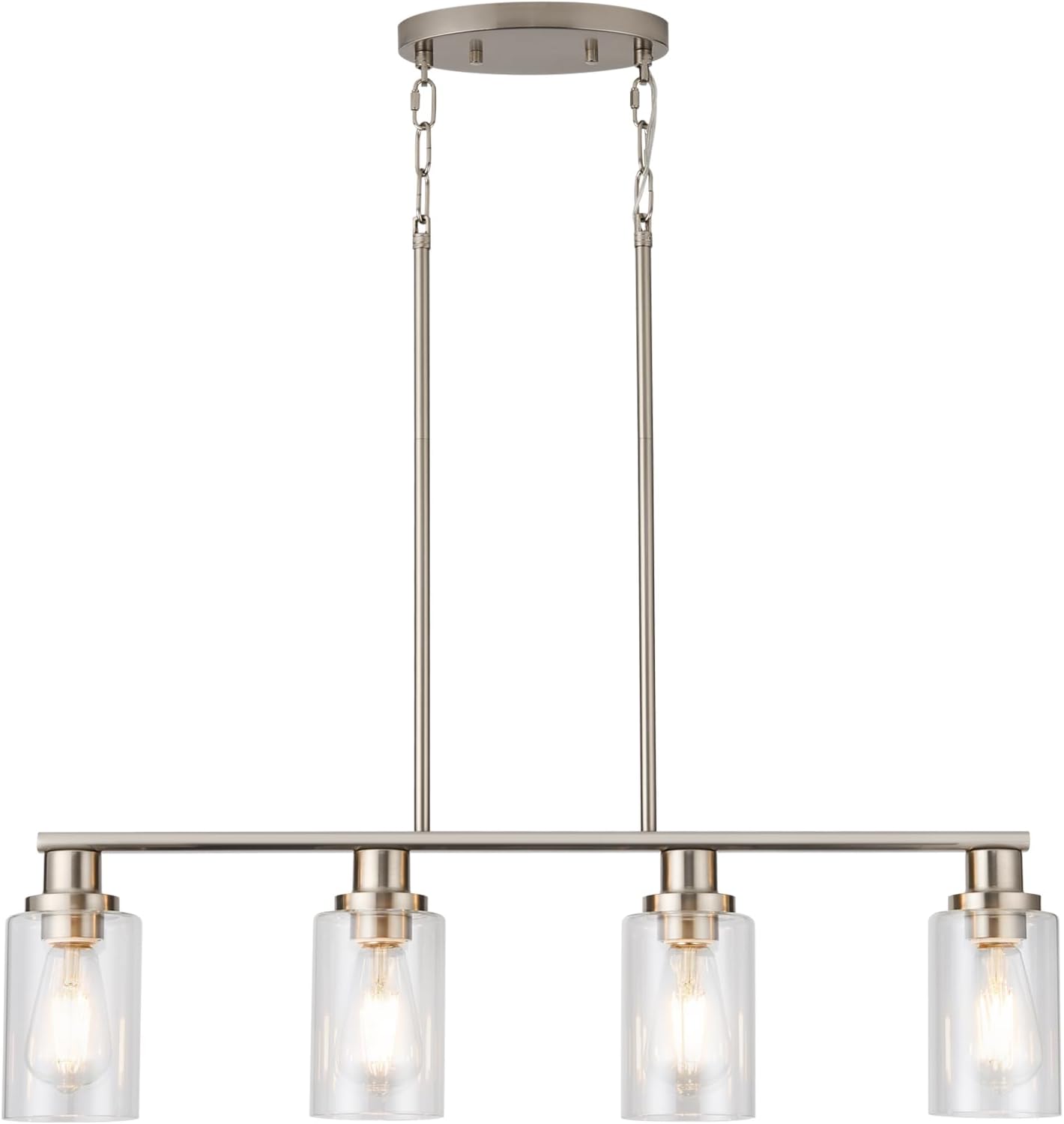 Kitchen Island Lighting, 4-Light Dining Room Light Fixtures Over Table,Gold Linear Chandelier for Dining Room Hanging,Pendant Lights Kitchen Island with Clear Glass Shade - Image 2