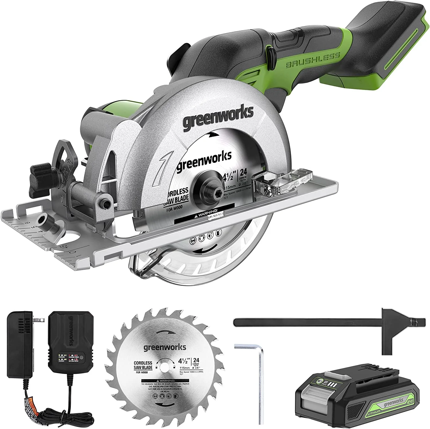 24V Brushless 4.5" Mini Circular Saw Kit, 6500 RPM Compact Cutting Saw with Blade, Battery, and Charger - Image 2