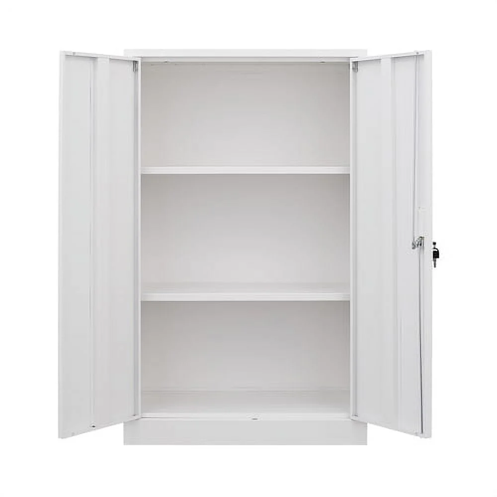 Metal Storage Cabinet with Door and Adjustable Shelves, Tall Steel Locker with Lockable Doors & Top Cabinet - Garage Storage Cabinet for Office, Garage, Home, Easy Assemble Required, White - Image 6
