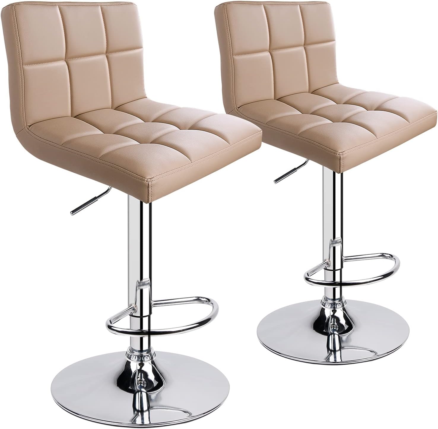 Leopard Bar Stools, PU Leather Bar Stool with Back, Set of 2, Light Grey - Image 6