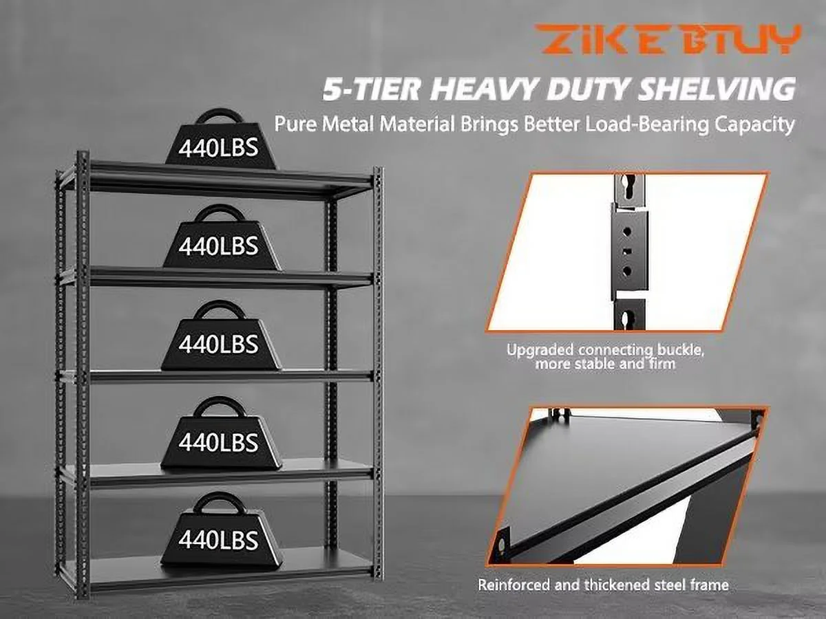 NAIZEA 2 Pack 72"H x 36"W x 18"D Garage Shelving, Heavy Duty Steel Shelving Storage Rack Shelves, 5 Tier Steel Shelf Rack Shelf Unit, 2000LB Capacity - Image 13