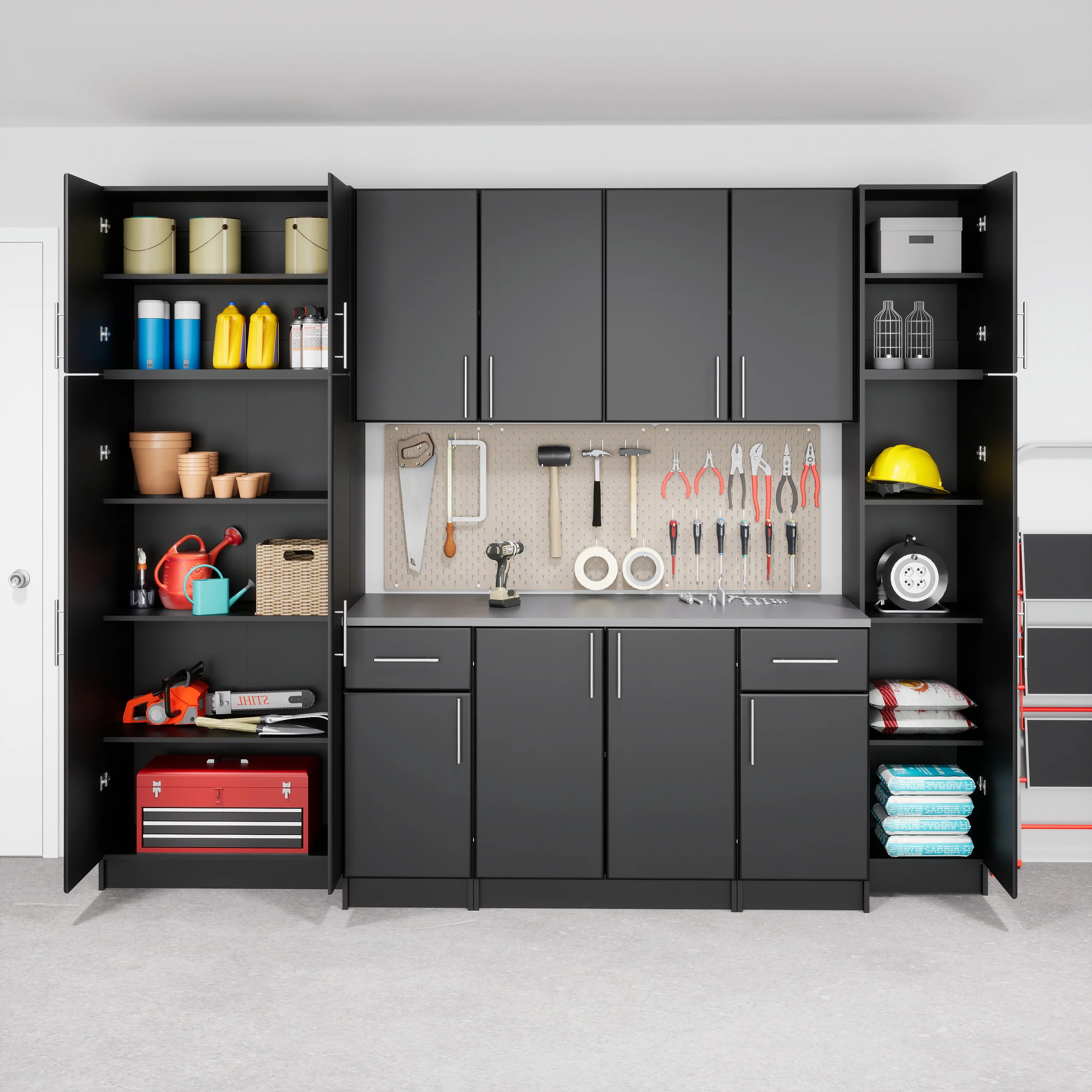 Prepac Elite 16" Storage Cabinet, Black Storage Cabinet, Bathroom Cabinet, Pantry Cabinet with 2 Adjustable Shelves, 16" D x 16" W x 65" H, BEB-1664 - Image 9