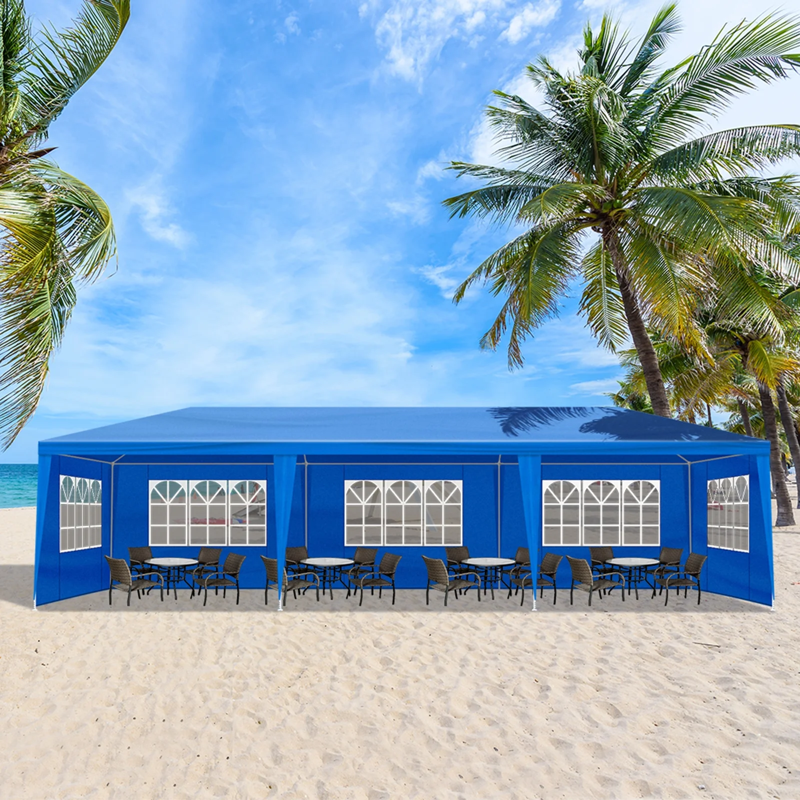 10'x30' Outdoor Party Tent with 8 Removable Sidewalls - Waterproof Canopy Patio Wedding Gazebo for Backyard Events, Blue - Image 13