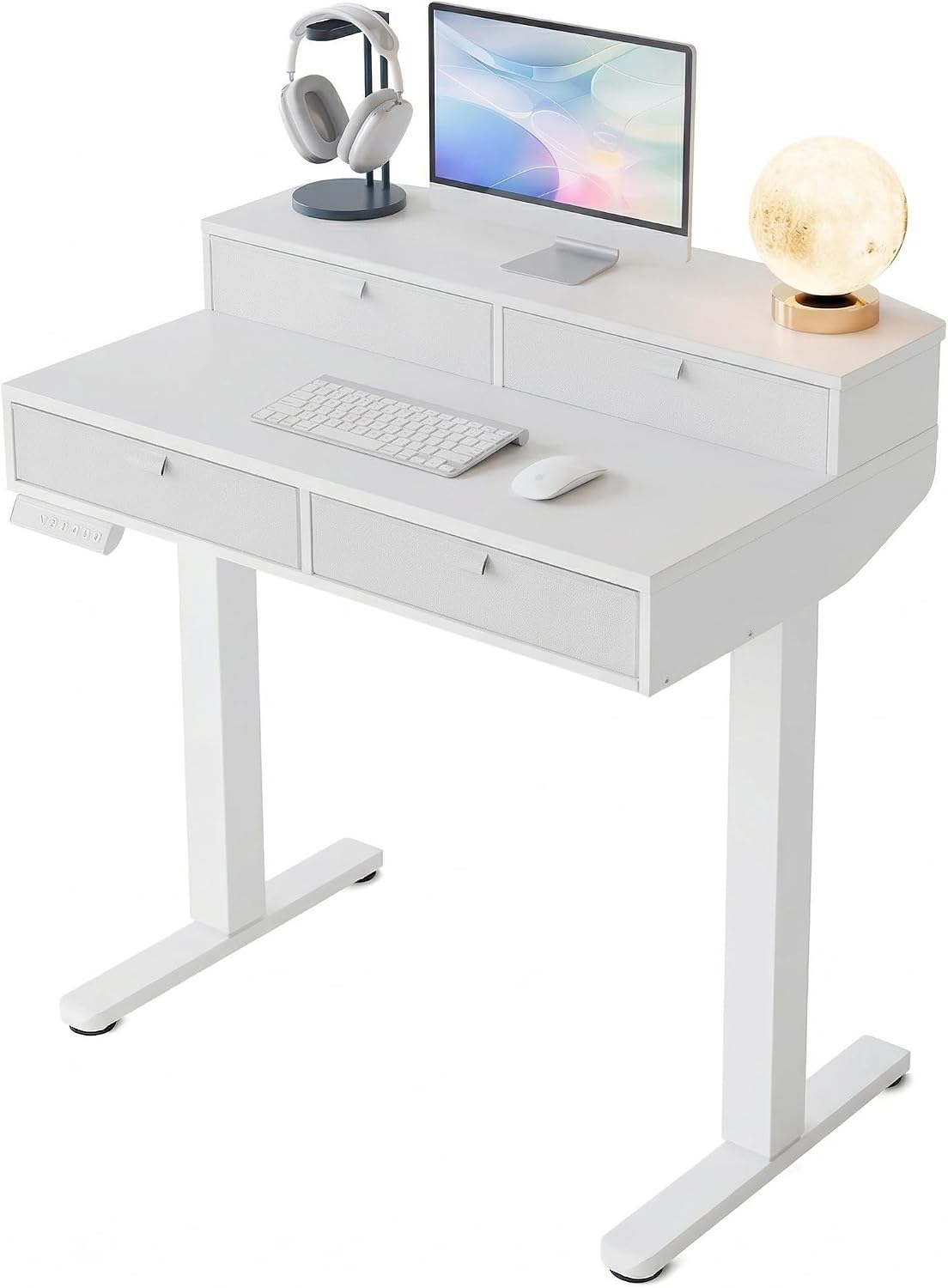 32 x 20 Inch Electric Standing Desk with 4 Drawers, Height Adjustable Sit Stand Desk, Natural - Image 11