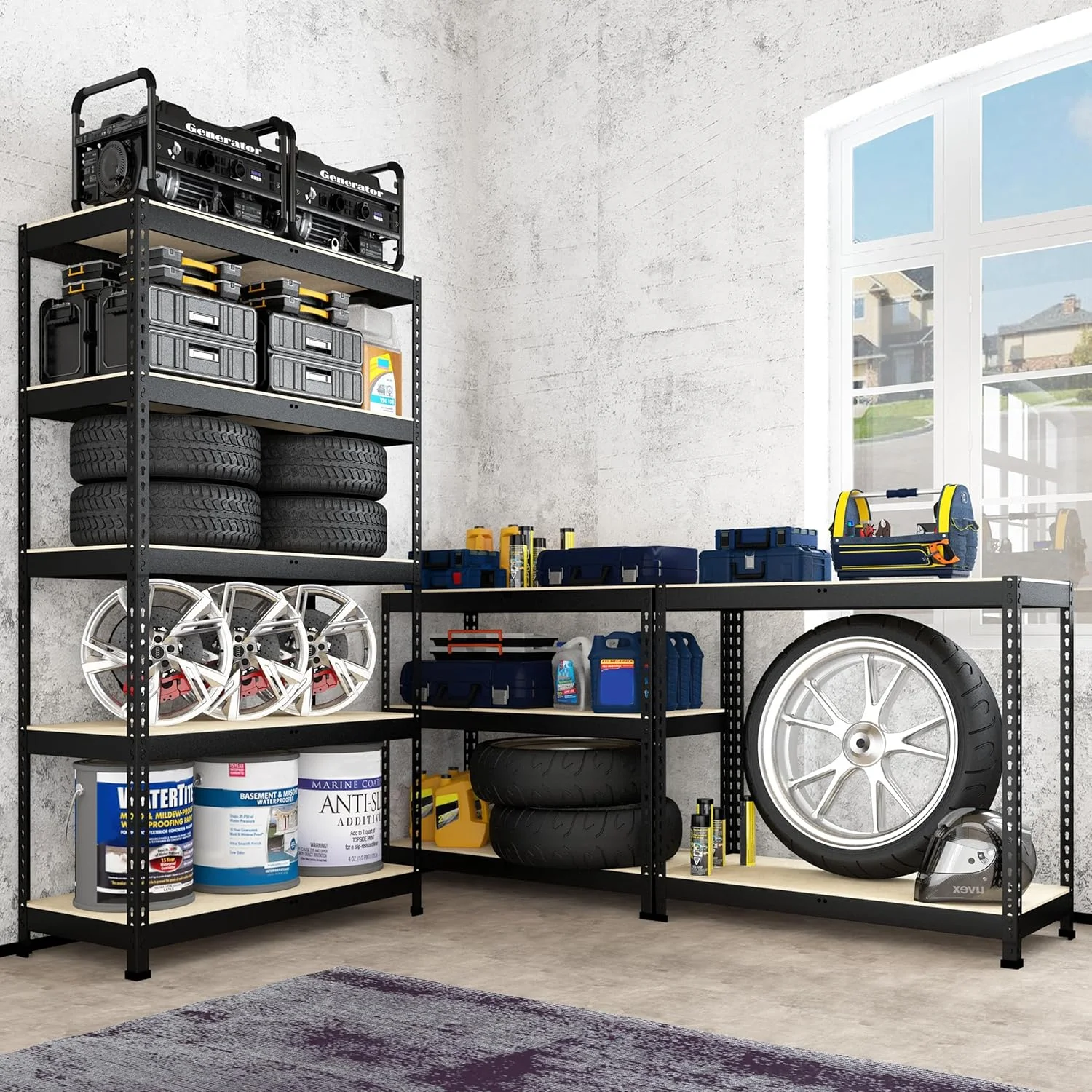 PrimeZone 40" W x 18" D x 71" H Heavy Duty Storage Shelves, 5 Tier Adjustable Garage Storage Shelving, Metal Shelving Unit Utility Rack Shelf for Warehouse Pantry Closet Kitchen, Black - Image 8