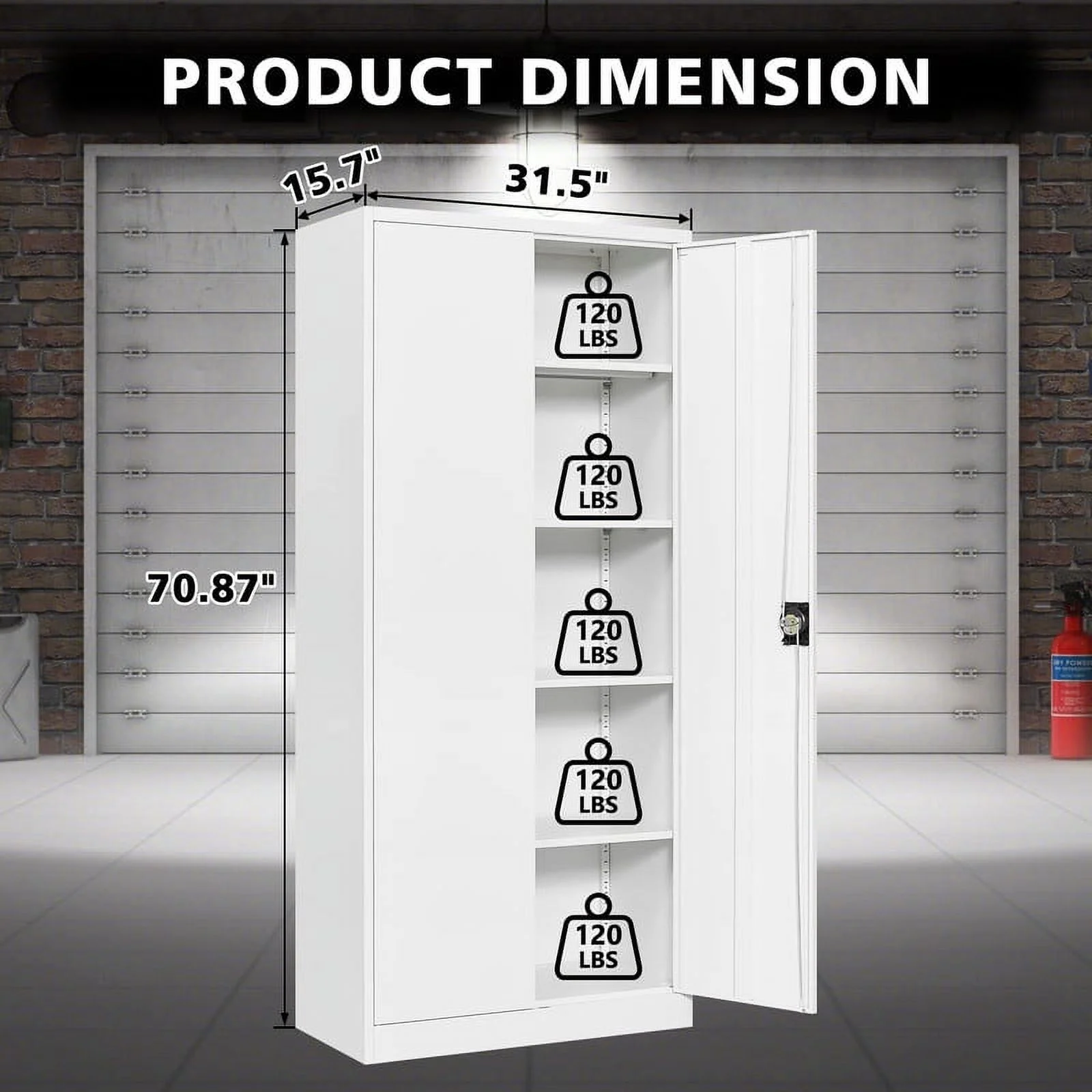 STANI Metal Storage Cabinet with Locking Doors, Garage Lockable Steel Cabinets with 4 Doors and 5 Shelves for Home, Garage, Pantry Workshop Warehouse - Image 6