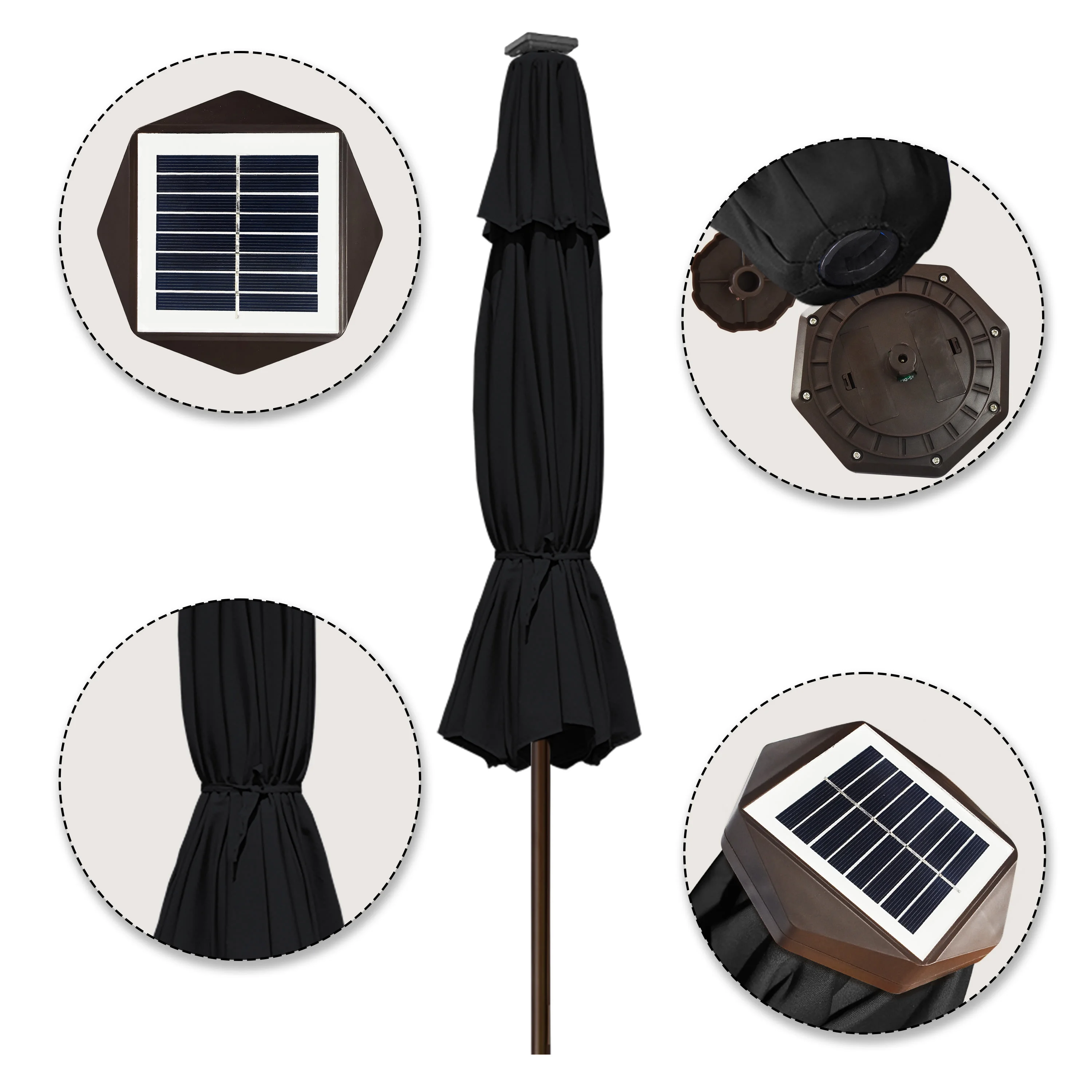 EliteShade Sunbrella Solar Umbrellas 9ft Market Umbrella with 80 LED Lights Patio Umbrellas Outdoor Table Umbrella with Ventilation and 5 Years Non-Fading Top,Ruby - Image 47