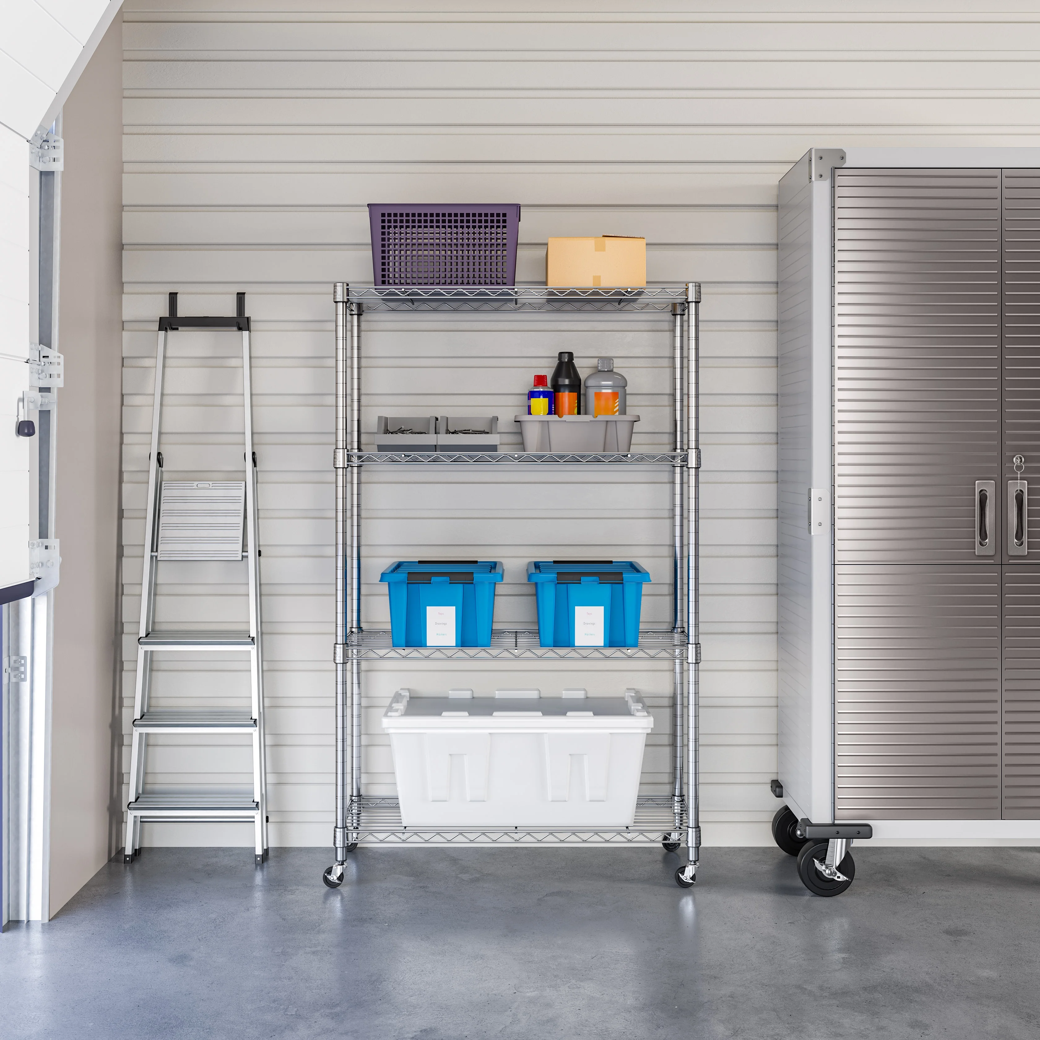 Seville Classics Solid Steel Wire Shelving Storage Unit Adjustable Shelves Organizer Rack, for Home, Kitchen, Office, Garage, Bedroom, Closet, Silver, 4-Tier, 36" W x 14" D - Image 13