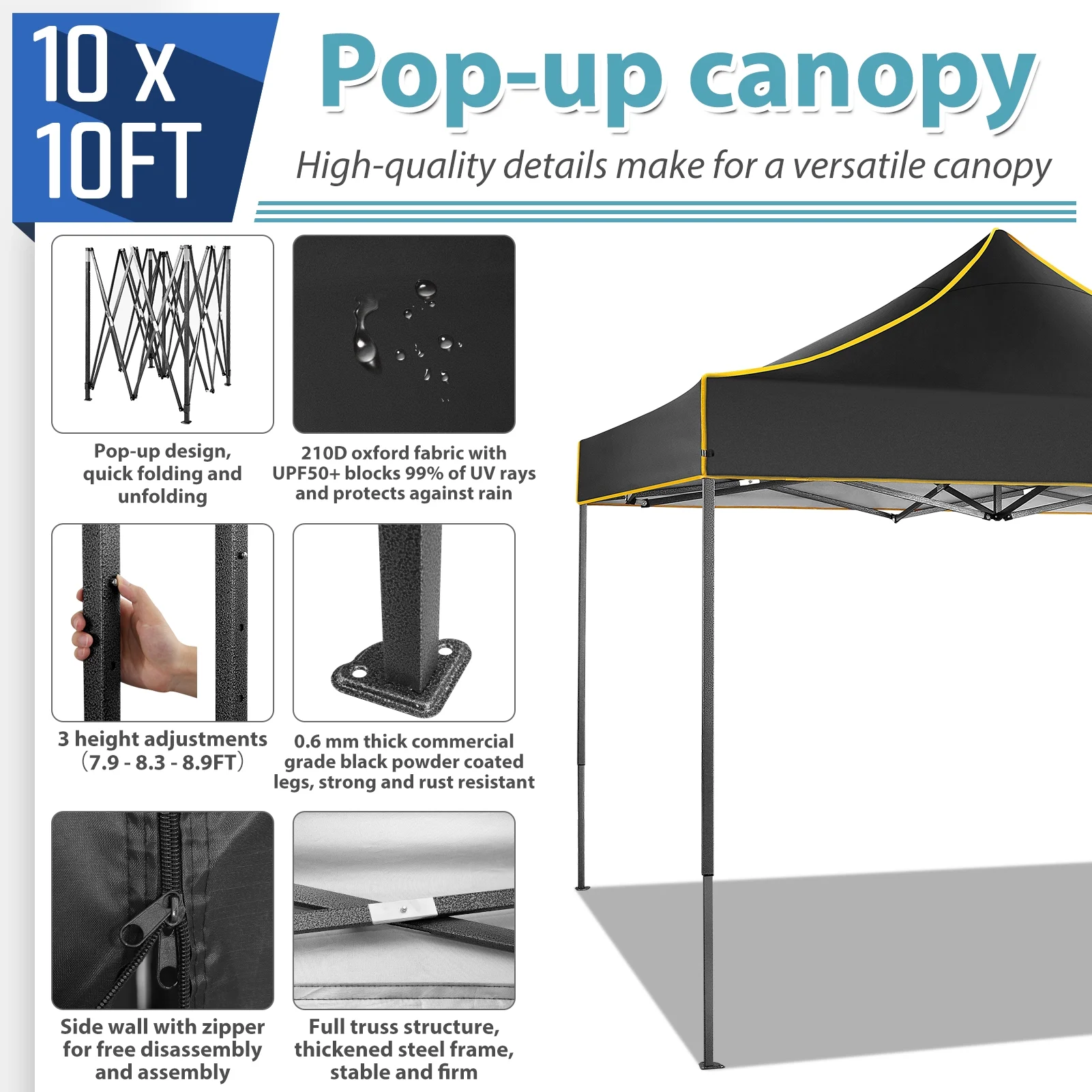 SANOPY 10'x10' Pop up Canopy Tent Anti-UV Waterproof Outdoor Gazebo Instant Party Wedding Backyard Canopy Tent Shade Shelter for Backyard, Patio, Parties,Khaki - Image 17
