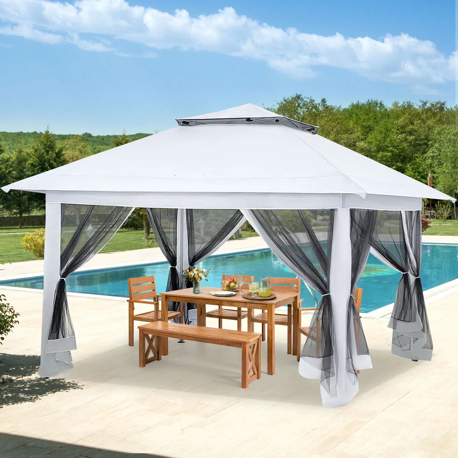 AVAWING 12x12 ft Outdoor Pop-up Canopy Party Tent Easy Setup Patio Wedding Tent, Khaki - Image 92