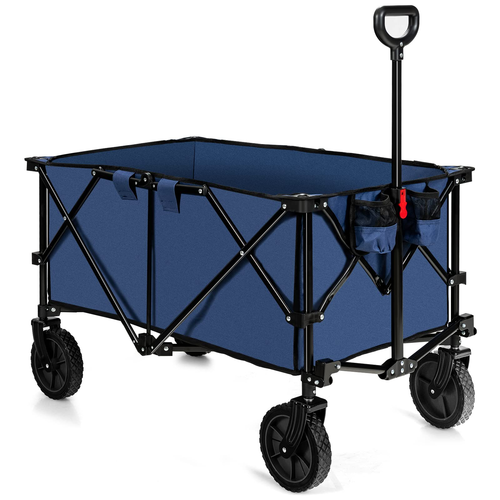 Collapsible Folding Utility Wagon Cart with Universal Wheels, Adjustable Handle and Cover Bag - Image 3