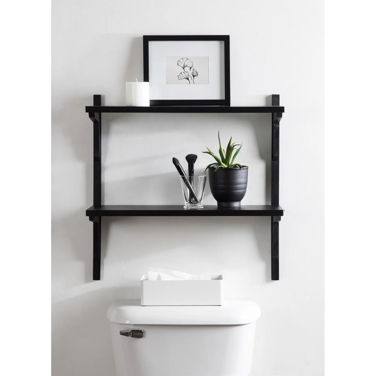 Mid-Century Wall Shelves, 24x8x24 Inch Decorative Wall Mounted Storage and Display Shelving for Home Decor - Image 9