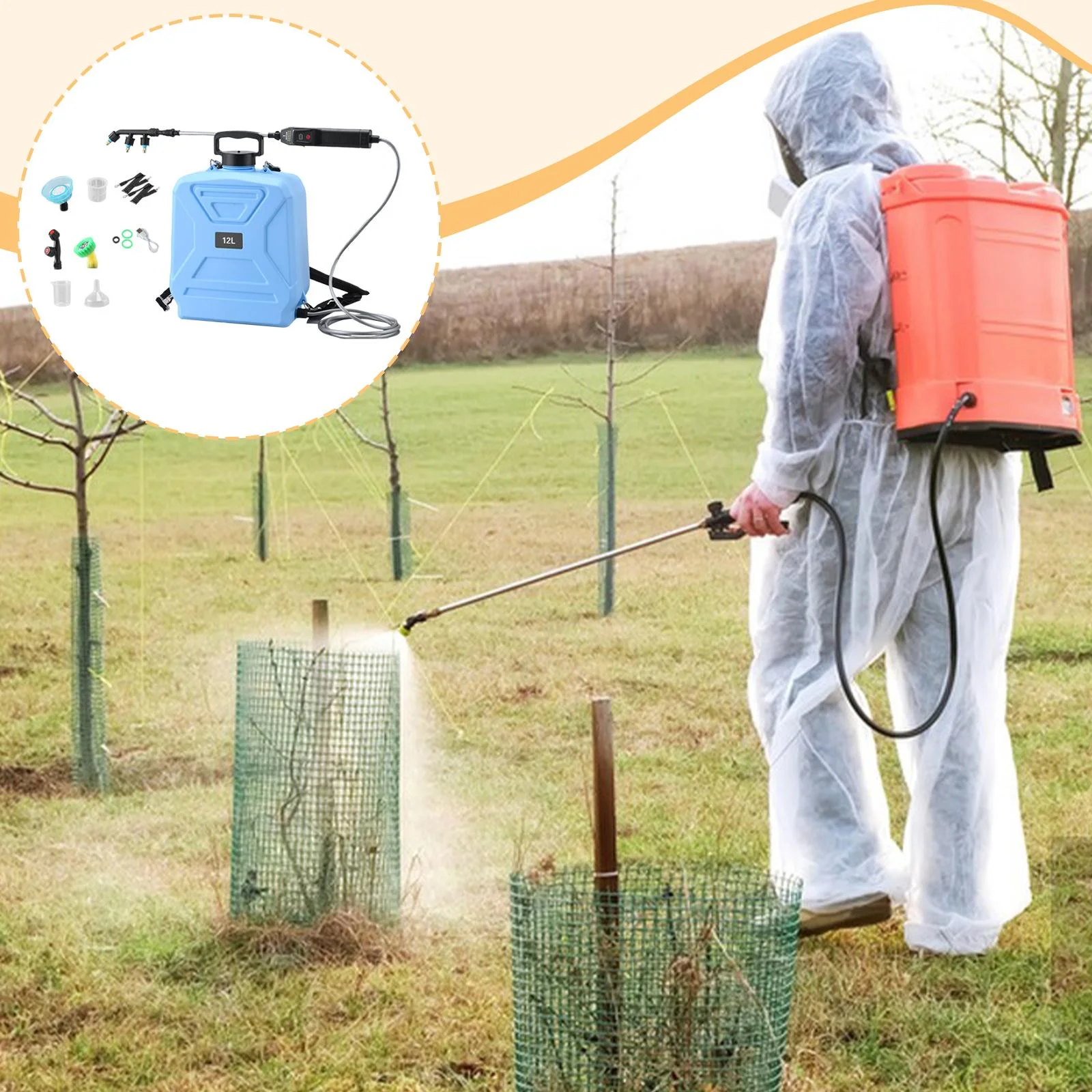koolsoo Garden Electric Sprayer 2 Spray Speed 12L Practical Comfortable Handle, Retractable Water Sprayer for Gardening Cleaning Green - Image 14