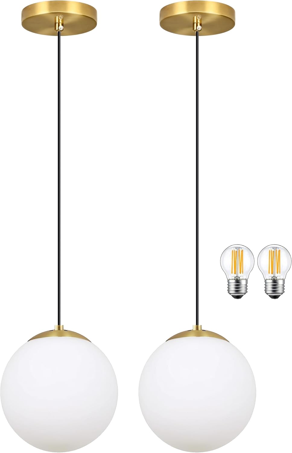 14" Gold Globe Pendant Light, Mid Century Pendant Light, Clear Glass Pendant Lights, Kitchen Island Adjustable Hanging Light Fixture for Dining Room, Bedroom, Kitchen Island - Image 15