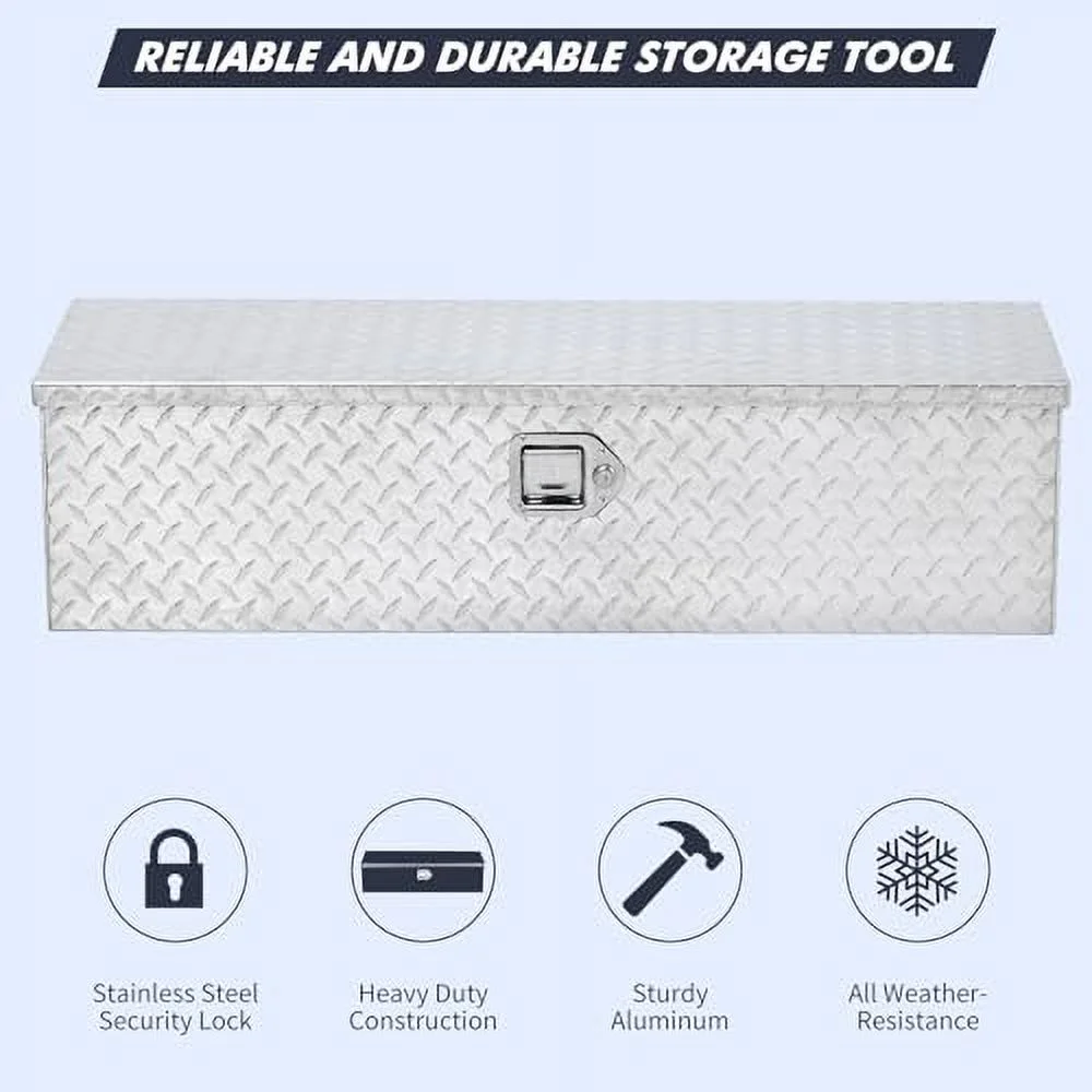 Aluminum Diamond Plate Tool Box 13x13x30 Inch, Heavy Duty Truck Toolbox with Sliding Shelf, Waterproof Truck Storage Organizer Chest for Pick Up Truck RV Trailer with Lock & Keys - Image 8