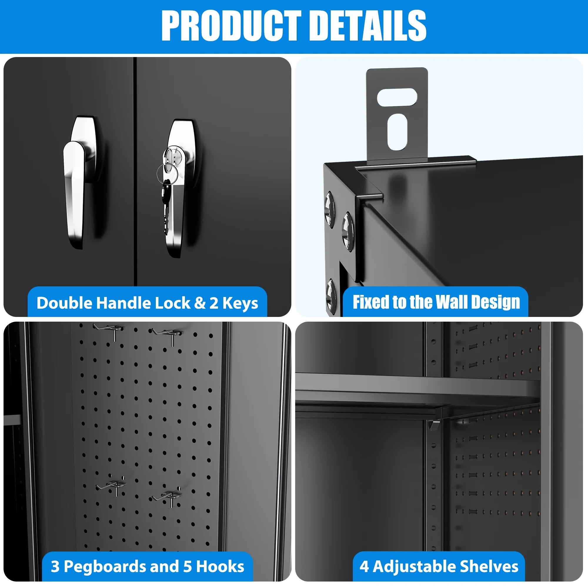 SUPEER 71" Metal Storage Cabinets with Wheels and Pegboards, Industrial Cabinet with 2 Drawers and 2 Adjustable Shelves,, Assembly Required - Image 82