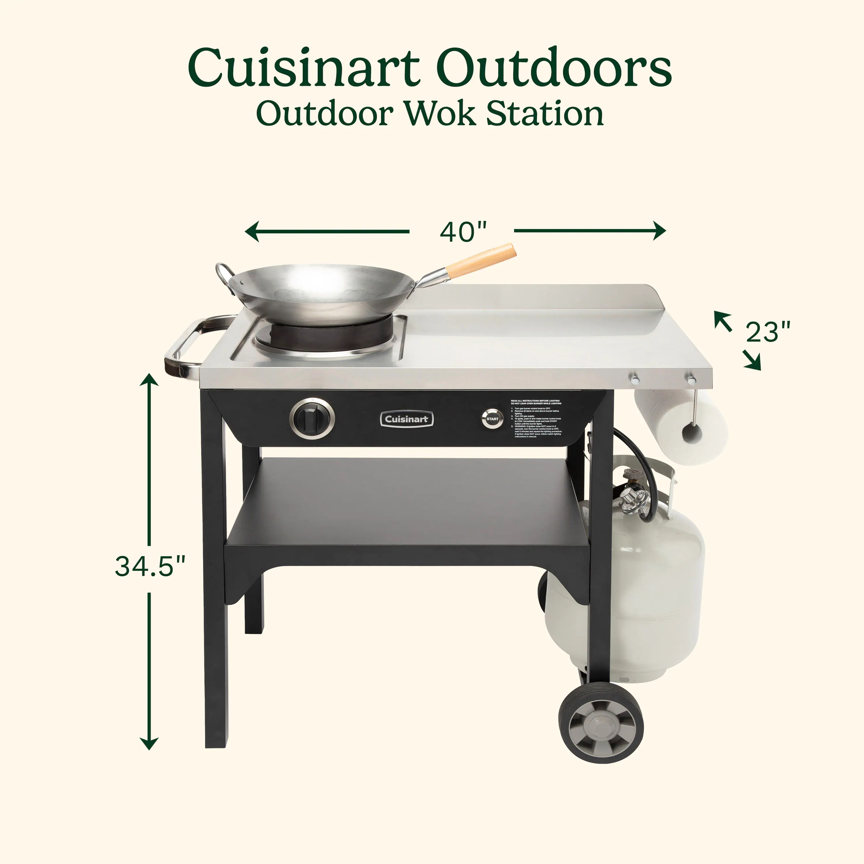 Outdoor Wok Station, 50,000 BTU Propane Outdoor Wok Burner w Prep Table, 14 Carbon Steel Wok for Stir Fry, Searing, BBQ Black - Image 2