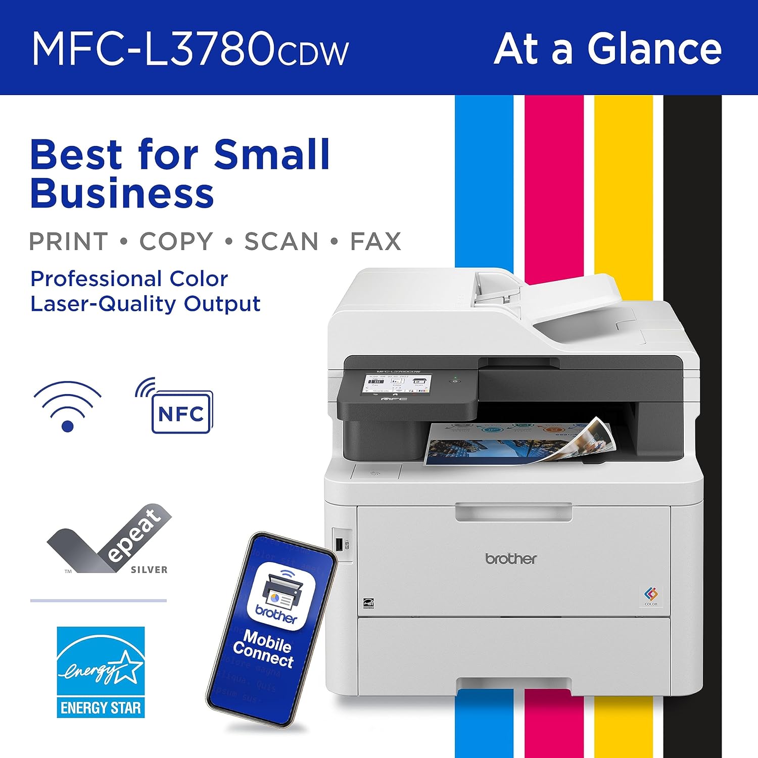 All-In-One Wireless Color Printer with Fast Printing, Scanning, Copying and Faxing - Image 2