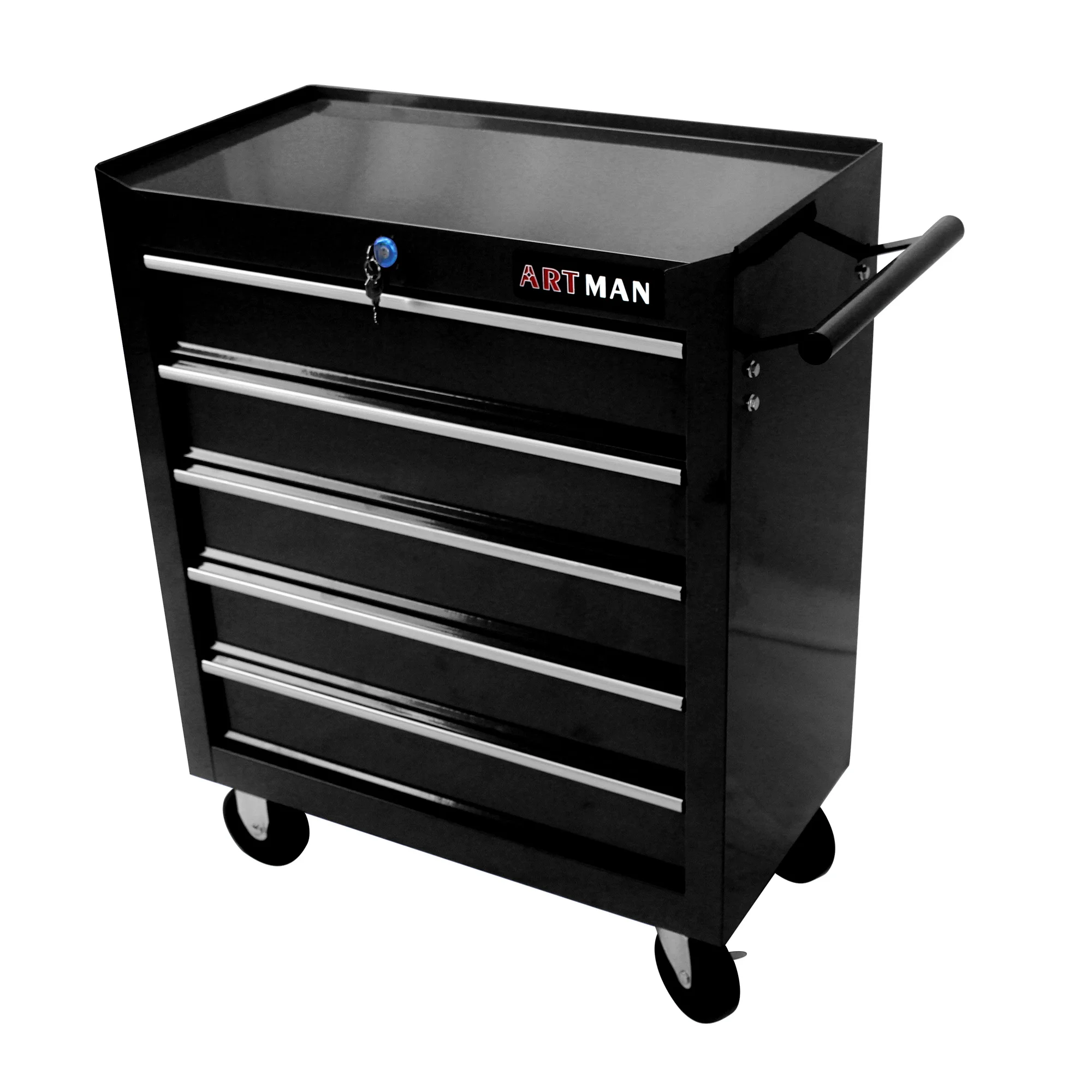5-Drawer Rolling Tool Chest on Wheels, 24-inch Tool Storage Cabinet with Locking System for Garage Workshop Warehouse Repair Shop, Red - Image 14