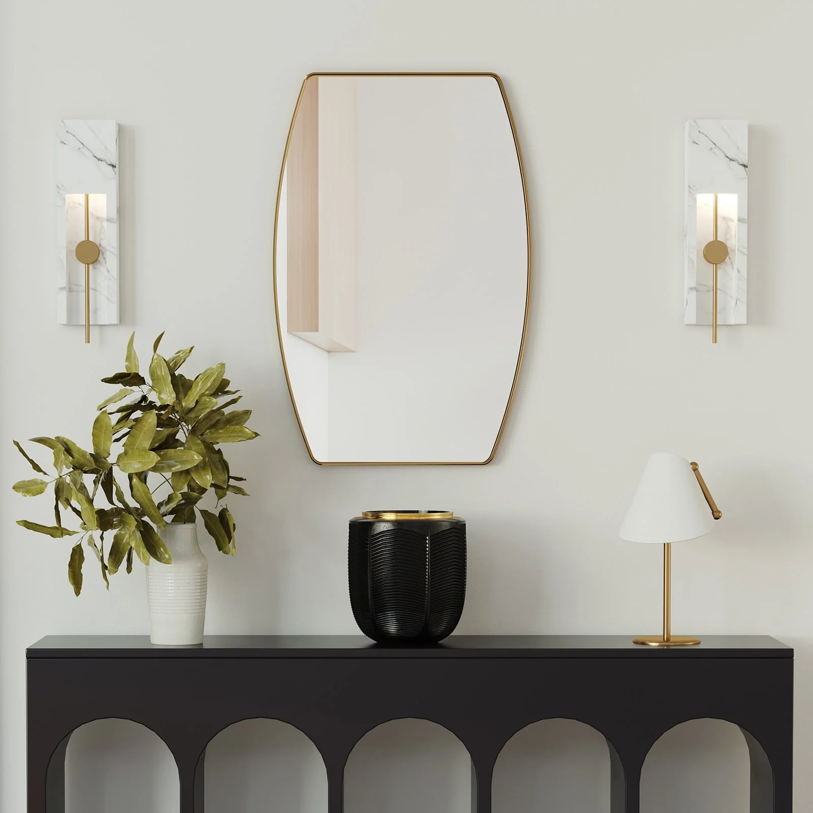 Modern Oblong Metal Wall Mirror, Decorative Elongated Hanging Mirror for Living Room, Bedroom and Entryway - Image 6