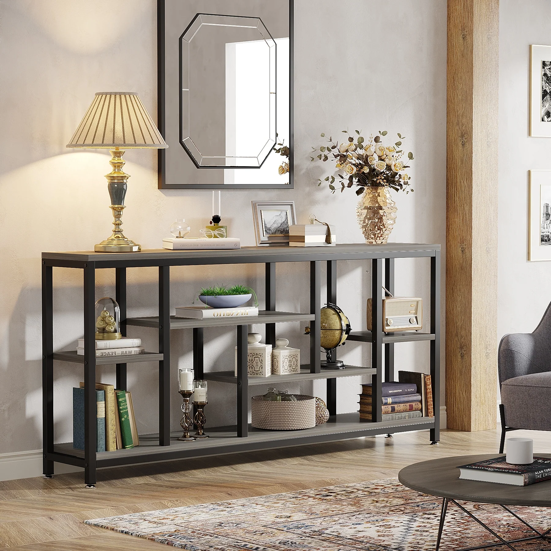 70.9 Inch Console Sofa Table with Storage, 3-Tier Entryway Table for Hallway - Image 23