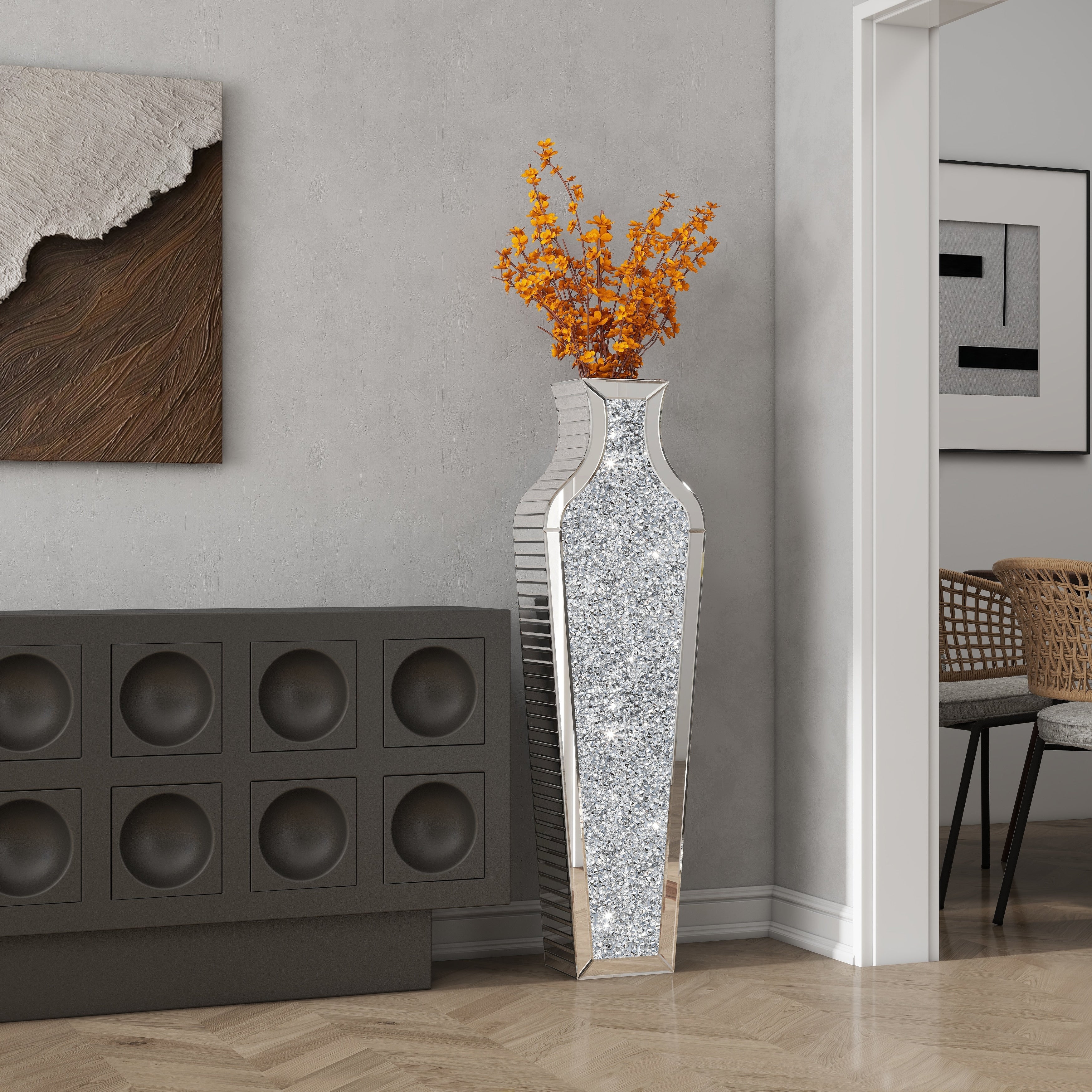 Tall Crushed Diamond Floor Vase, Luxury Decorative Crystal Accent Vase for Living Room, Bedroom and Home Decor - Image 13
