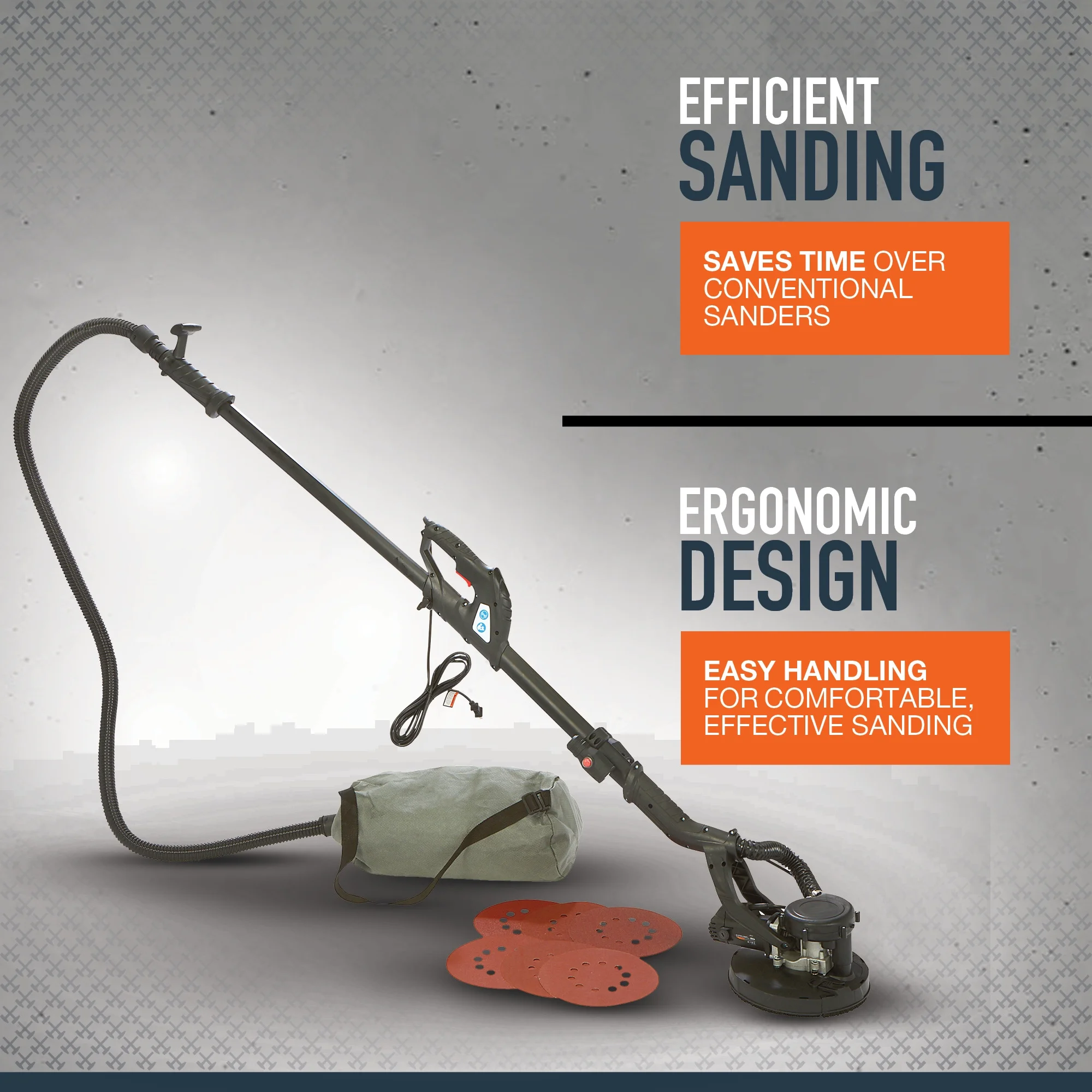 Ironton 9in. Drywall Sander, 6.5 Amps, 750-C1600 OPM, 8-1/2in. Pad - Image 2