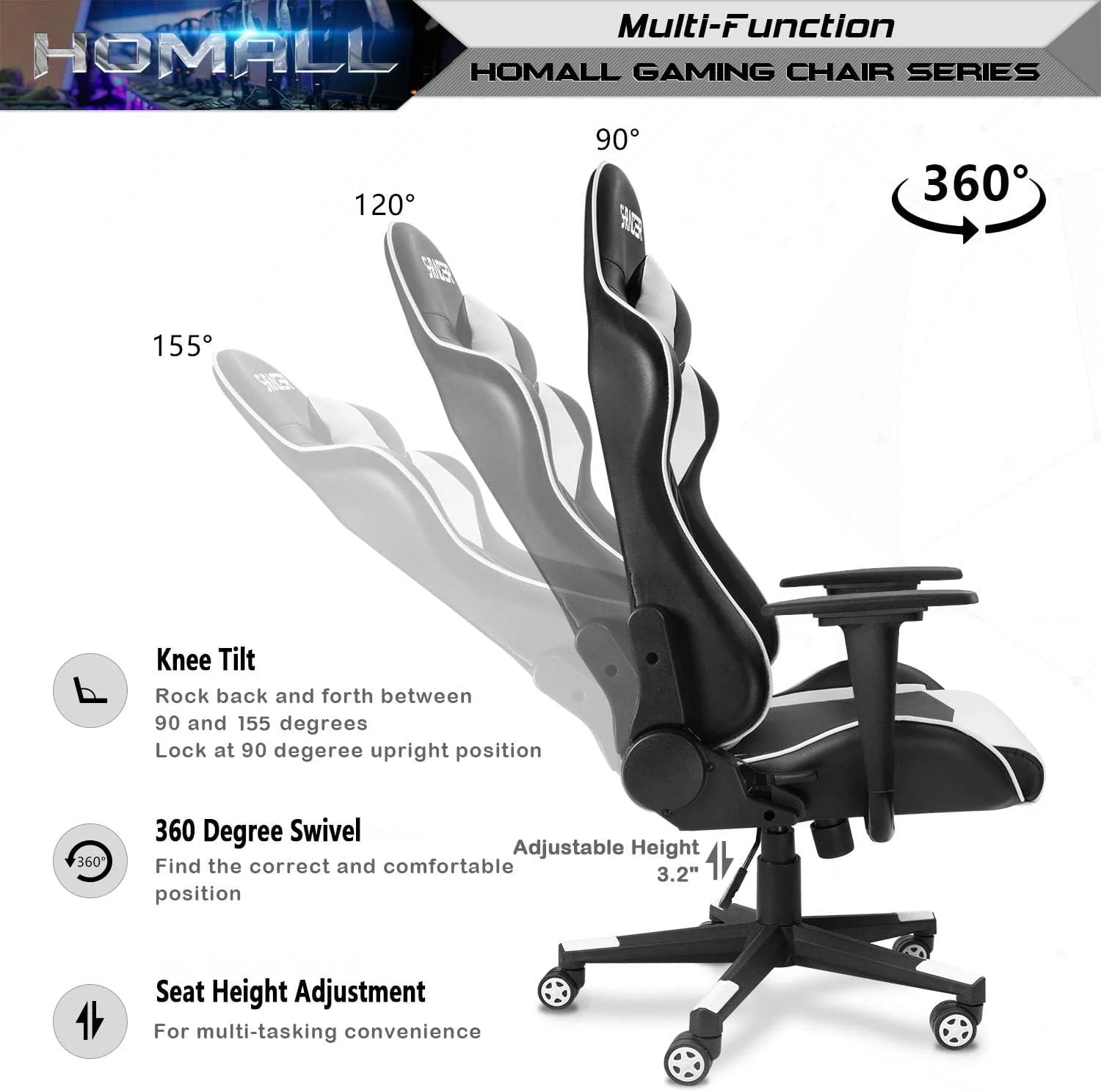Ergonomic Leather Gaming Chair, High Back Computer Desk and Office Chair for Gaming, Home Office and Work - Image 7