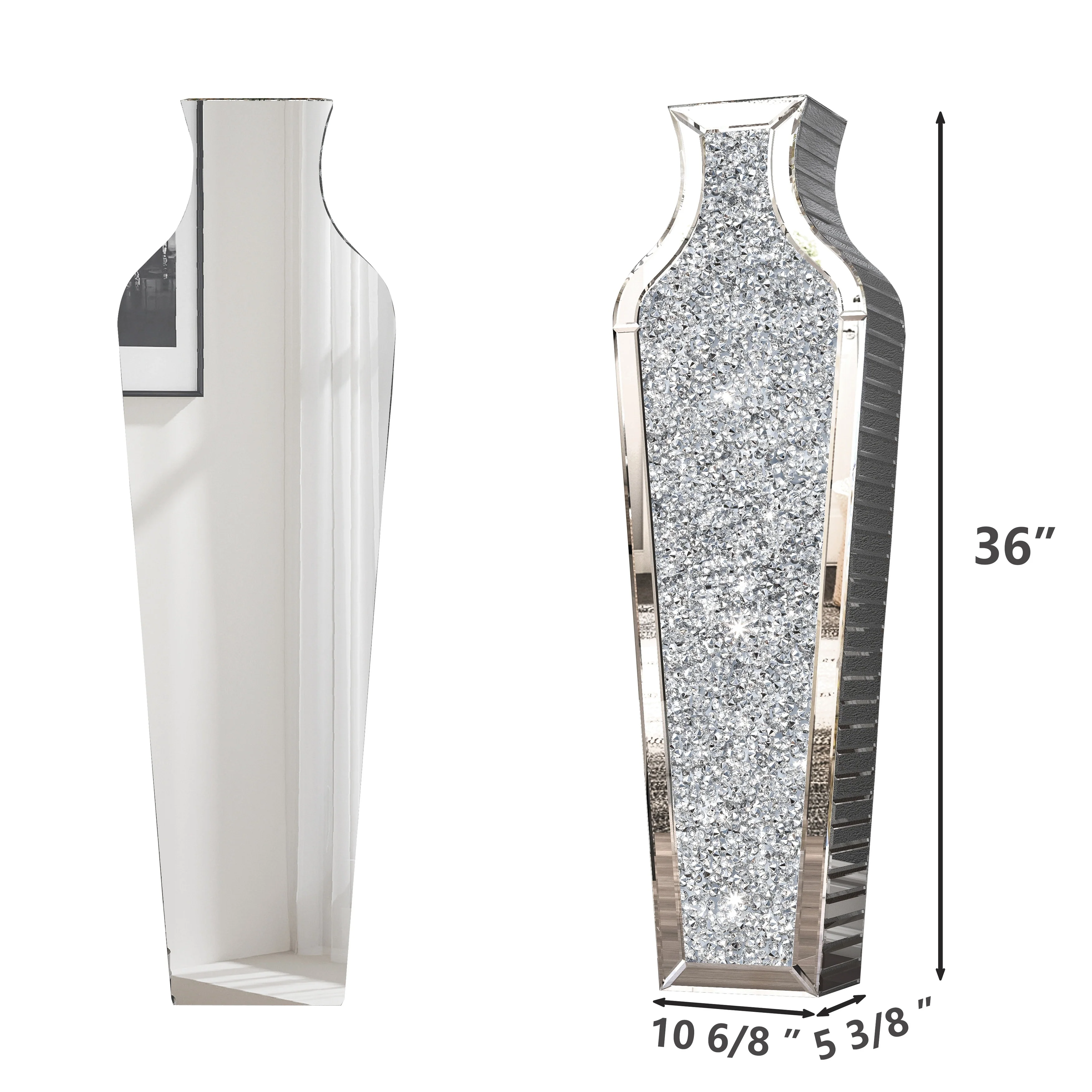 Tall Crushed Diamond Floor Vase, Luxury Decorative Crystal Accent Vase for Living Room, Bedroom and Home Decor - Image 21