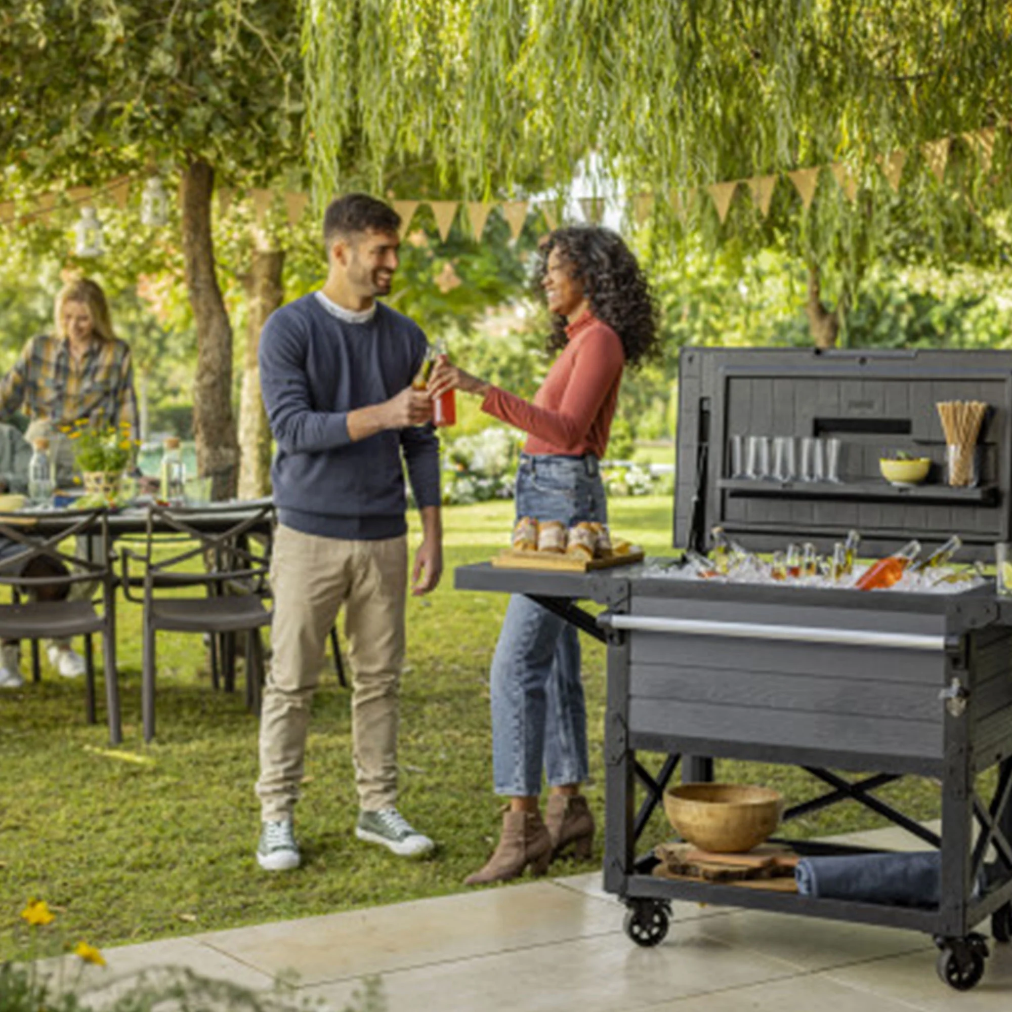 Open Box Keter Outdoor Patio Cooler Ice Chest Insulated Beverage Bar Cart, Gray - Image 5