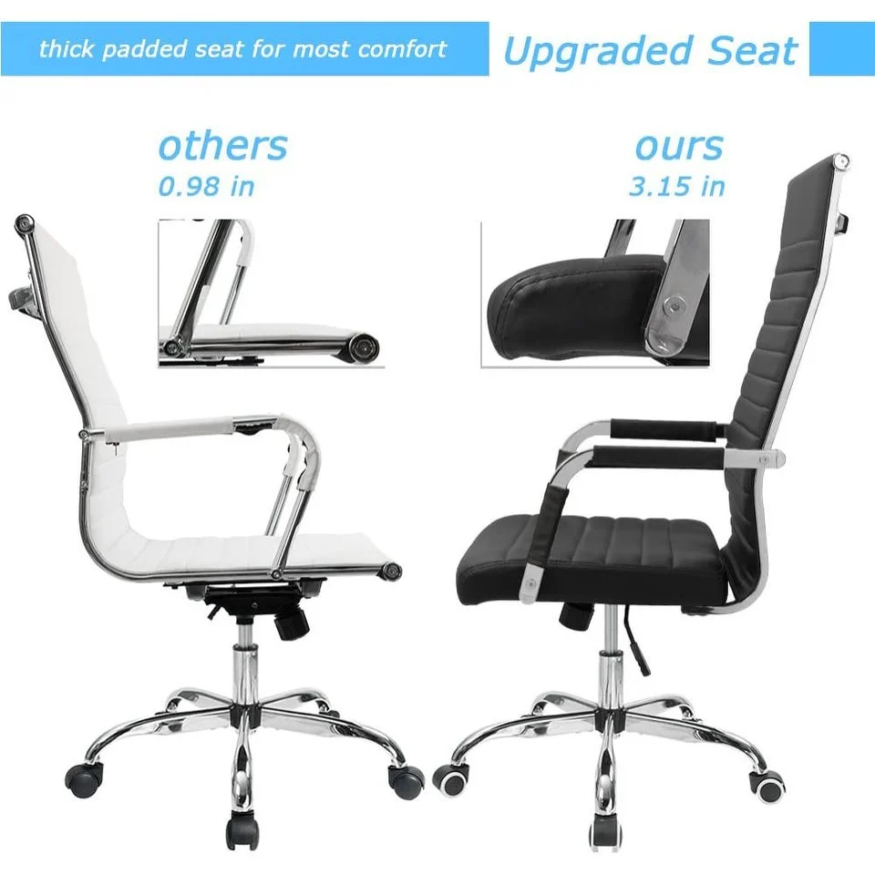 Ribbed High Back Office Chair, Ergonomic Conference Desk Chair for Home Office, Meeting Room and Workspace - Image 4