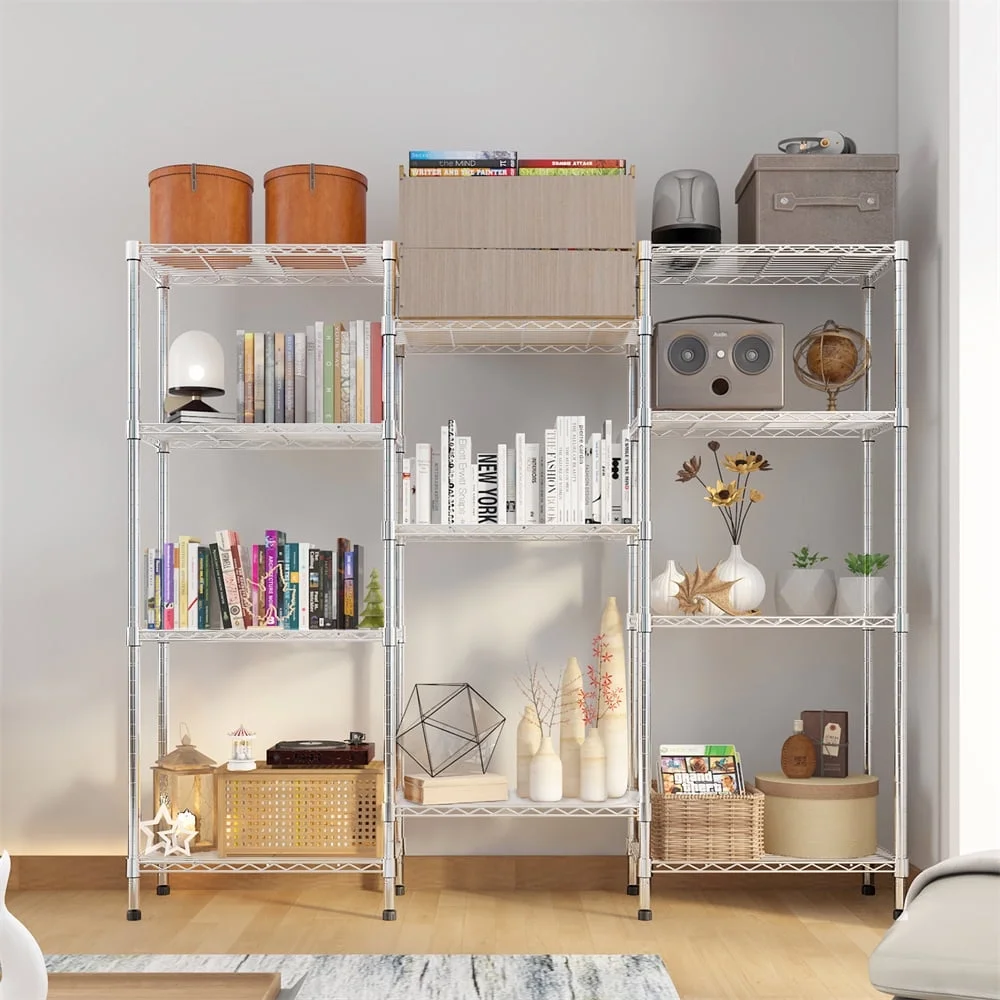 Tcbosik Heavy Duty Wire Shelving Unit, 4-Tier Adjustable DIY Metal Rack, Storage Organizer for Kitchen, Pantry, Garage, Silver - Image 7