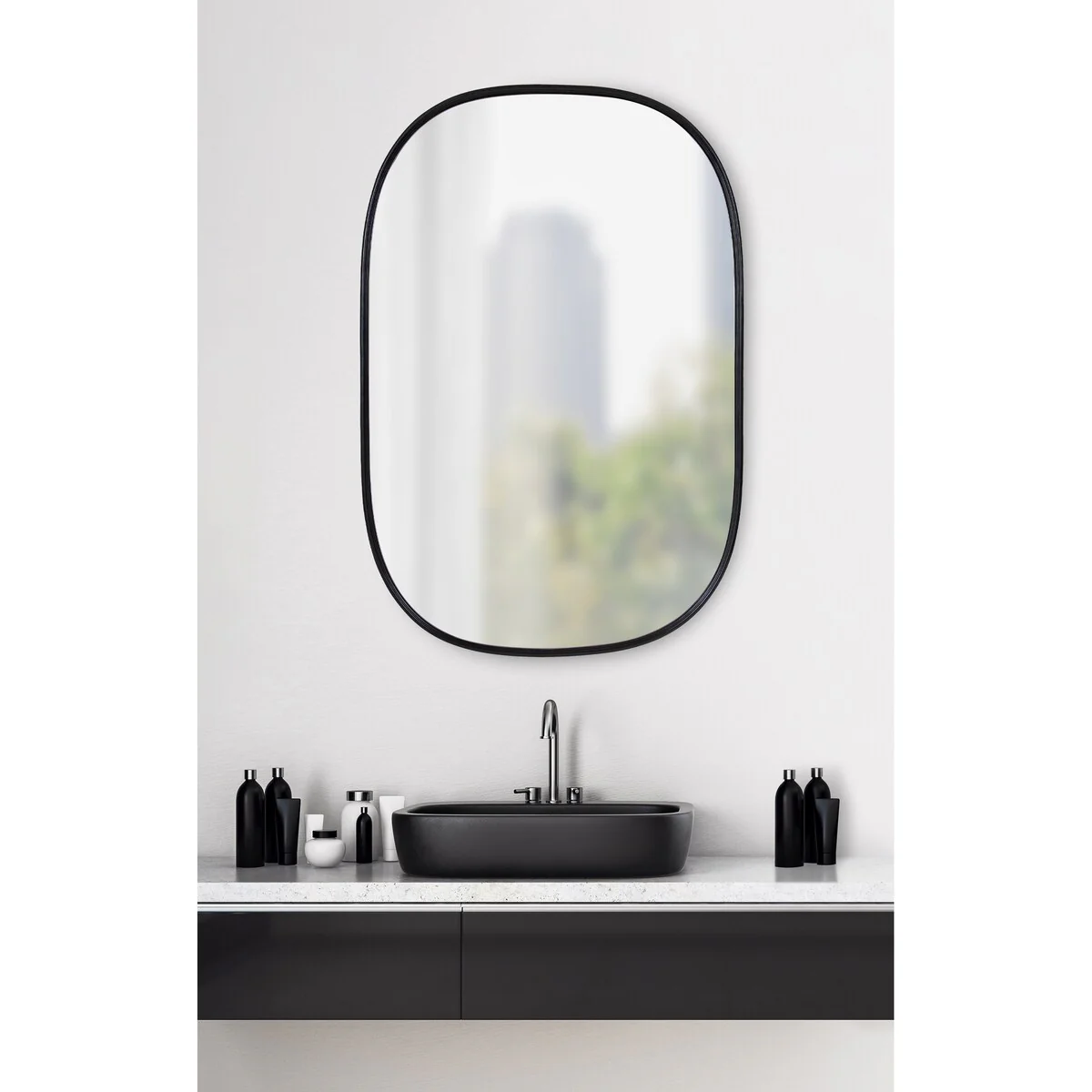Modern Capsule Framed Wall Mirror, Decorative Oval Accent Mirror for Living Room, Bedroom and Entryway - Image 4