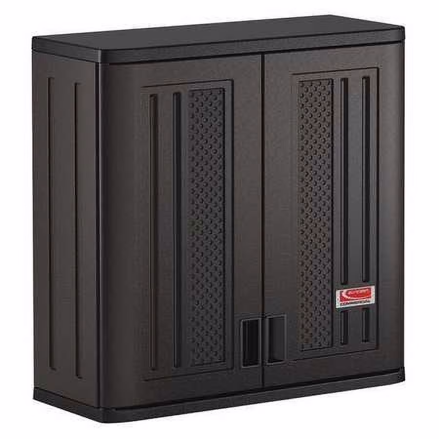 Suncast Commercial Grade Resin 1-Shelf Wall Storage Cabinet for Garage or Shed, Black