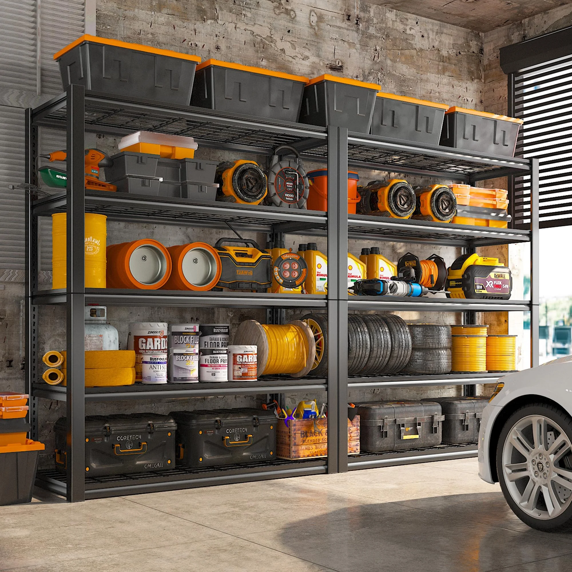 REIBII 48.2"W Garage Shelving Heavy Duty 3000LBS Storage Shelves Adjustable 5 Tier Metal Shelving,48.2''L X 24.5''W X 72''H - Image 25